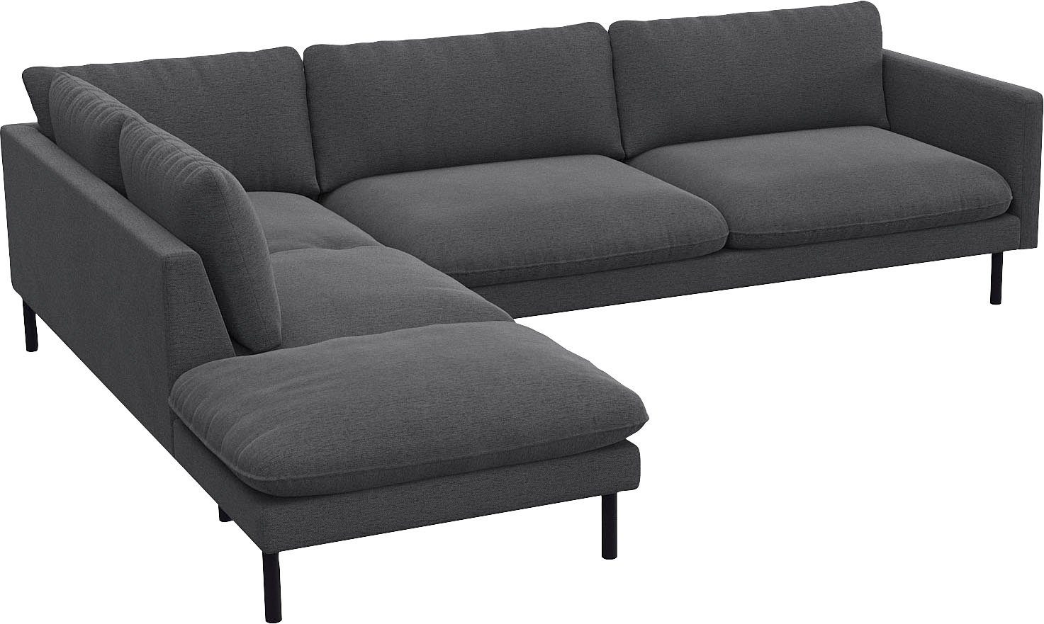 FLEXLUX Hoekbank Bolzano, elegant en comfortabel, L-vorm Zitting opgebouwd met koudschuim & staalgolven, losse zit- & rugkussens