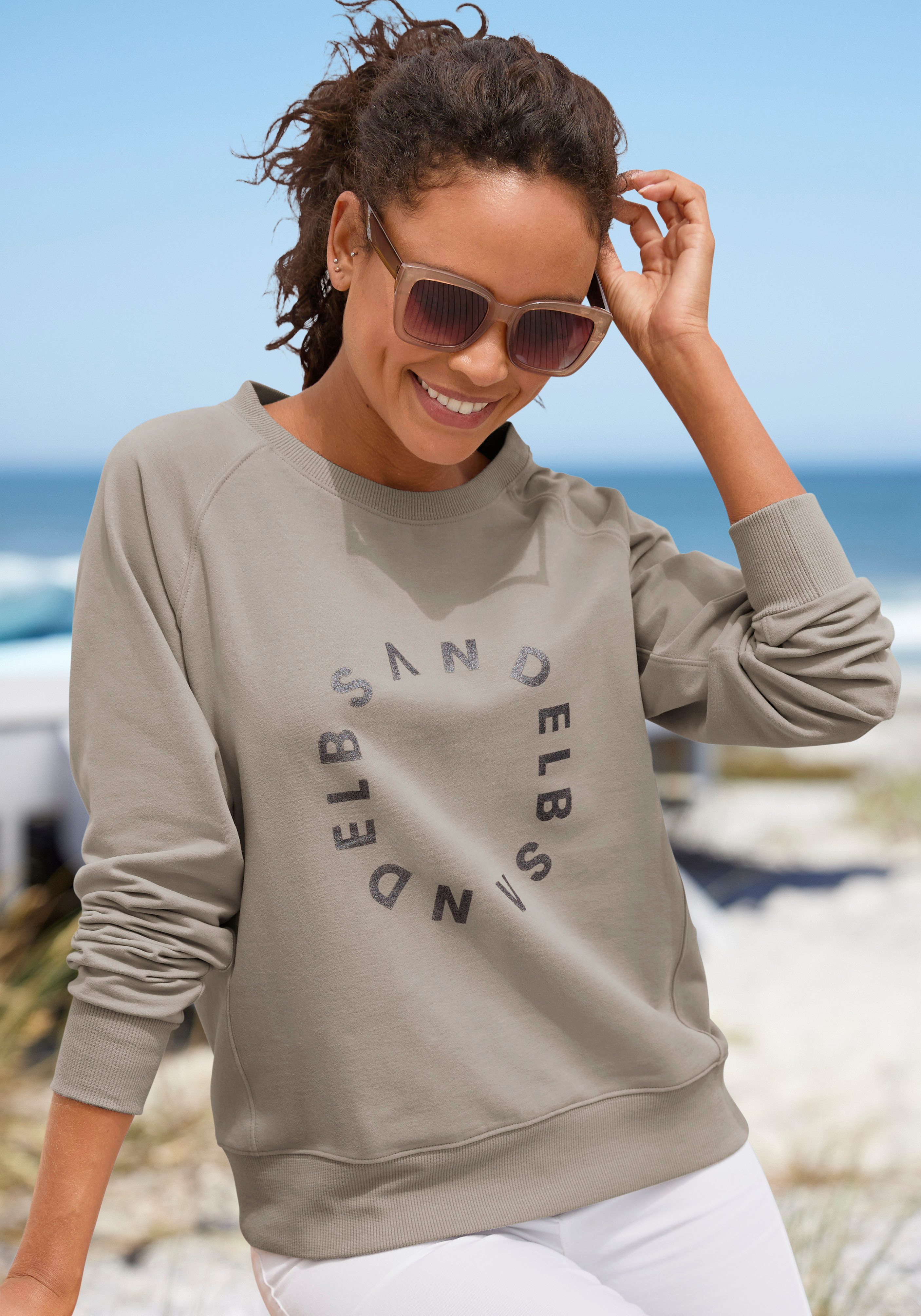 Elbsand Sweatshirt met frontprint, ronde hals, printpullover, casual-sportief