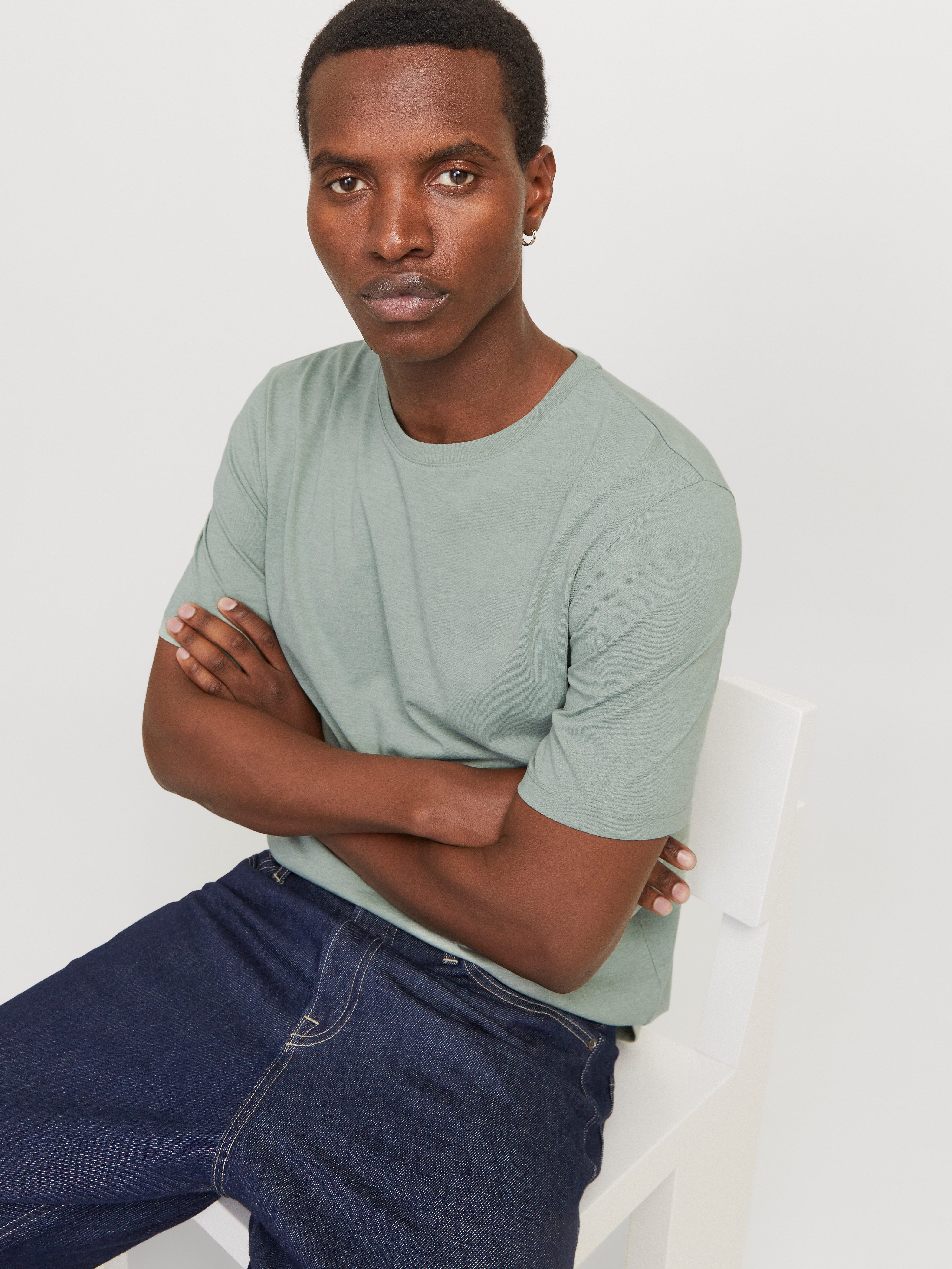 Jack & Jones Shirt met ronde hals JJEORGANIC MELANGE TEE SS O-NECK NOOS