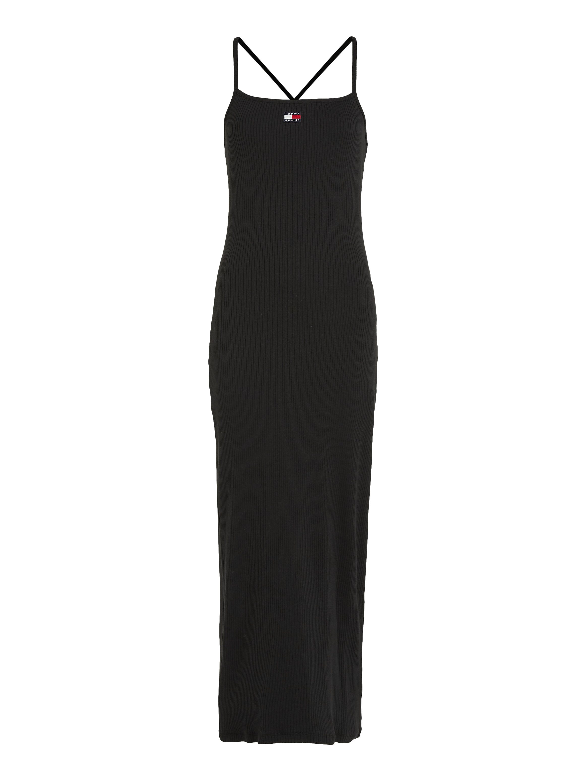 TOMMY JEANS Jerseyjurk TJW STRAPPY BADGE RIB DRESS met bandjes ribstof logo-badge