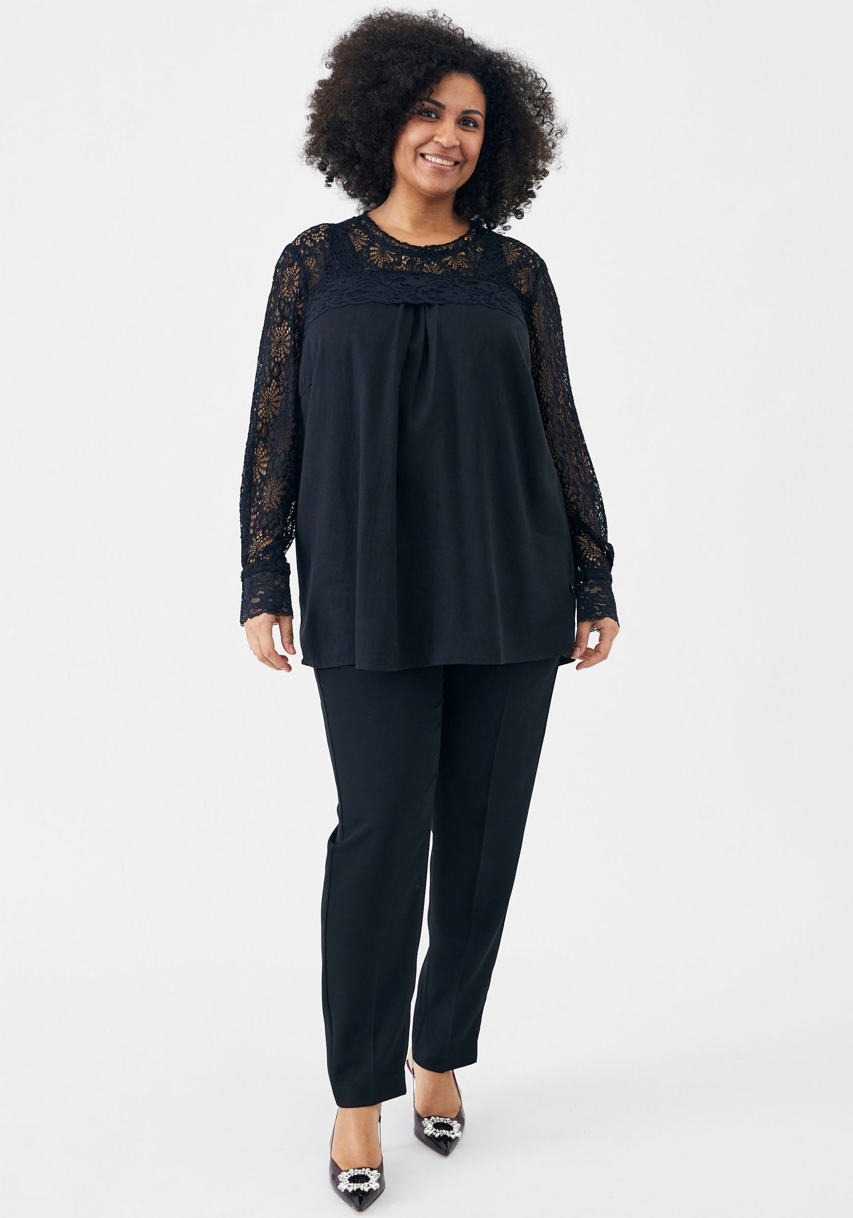 ADIA Kanten blouse met lichte kantkraag