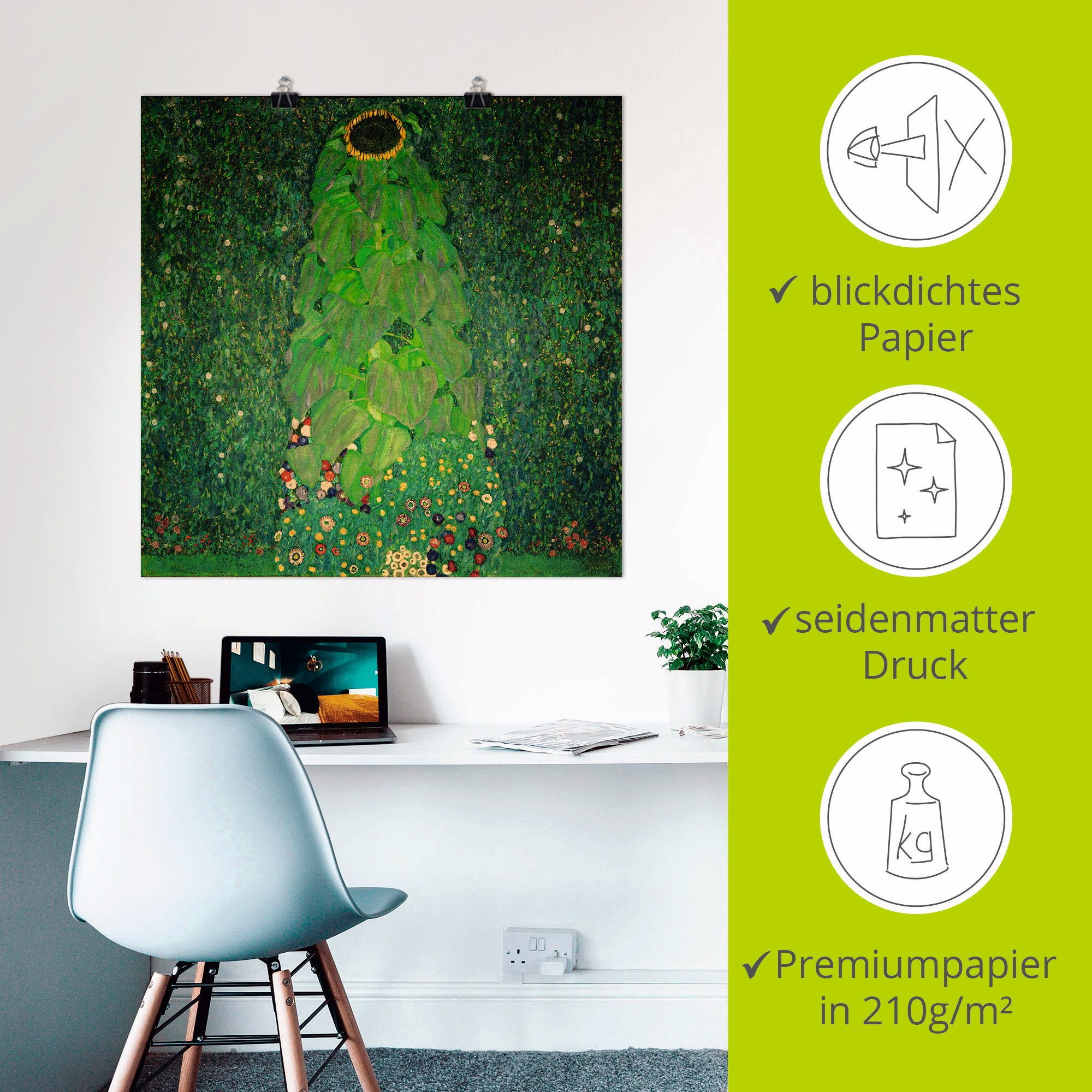 Artland Artprint De zonnebloem als artprint op linnen, poster in verschillende formaten maten
