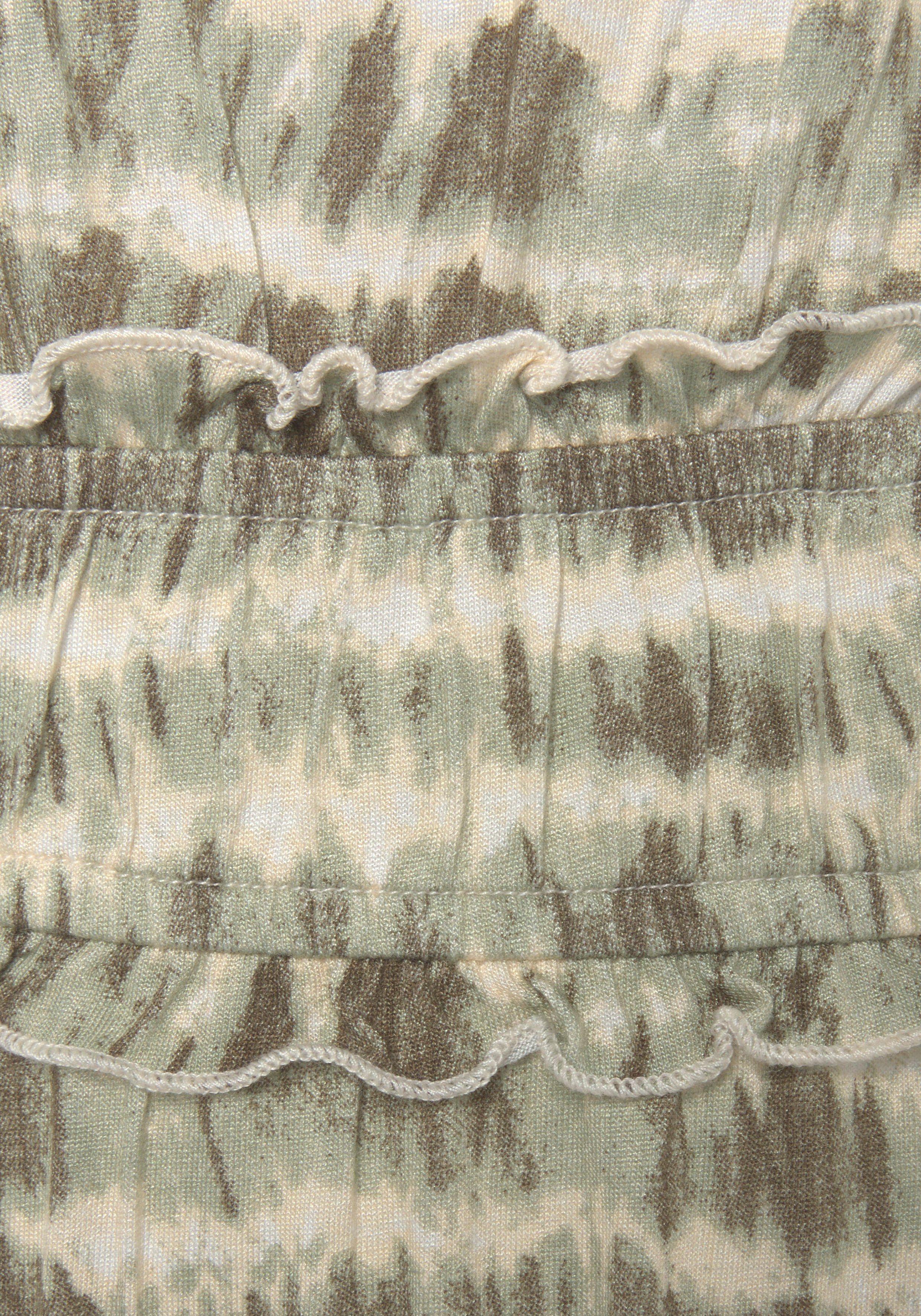 Lascana Maxi-jurk met ruchesdetails en elastiek in de taille, zomerjurk, strandjurk