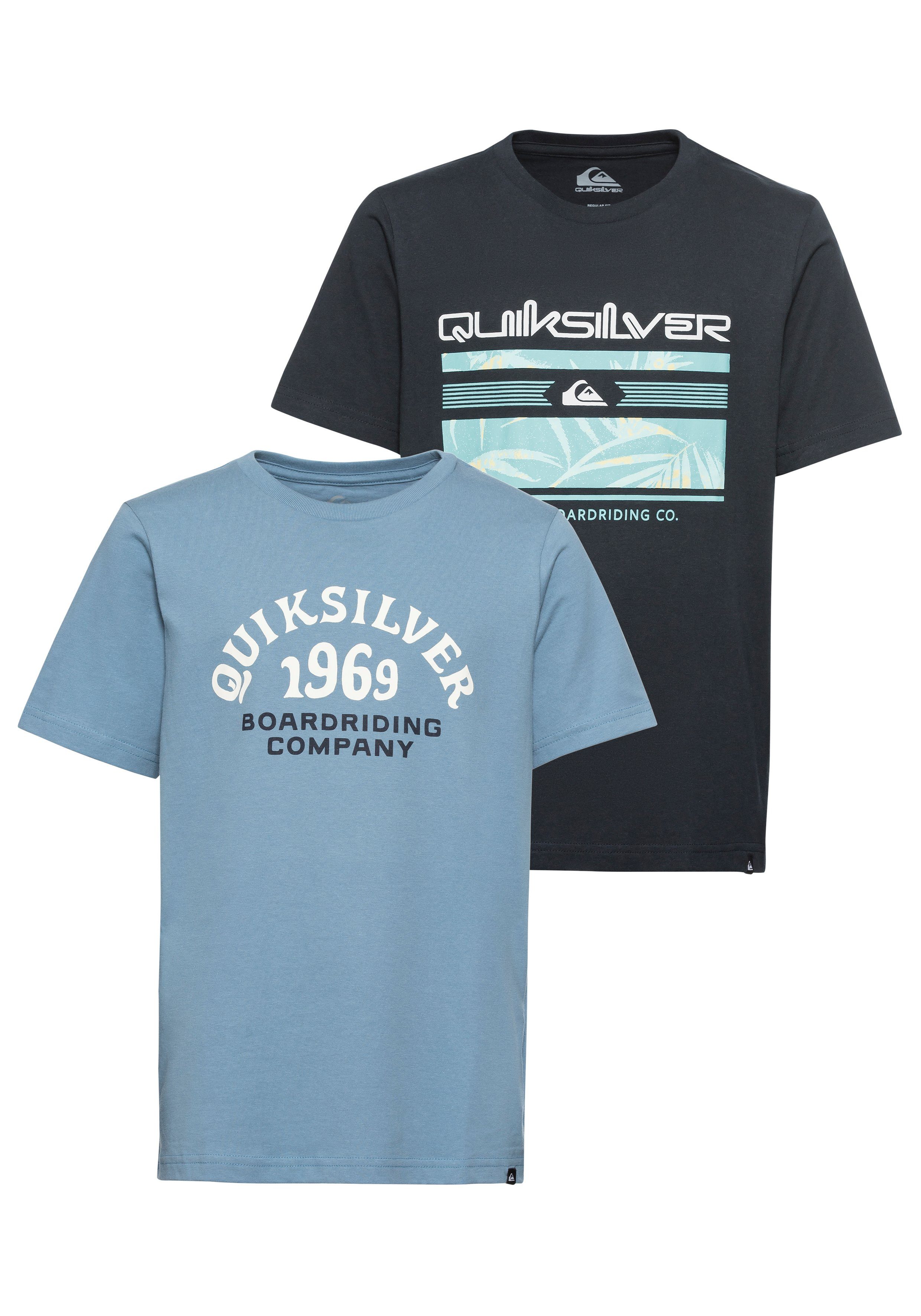 quiksilver t-shirt (2-delig, set van 2) blauw