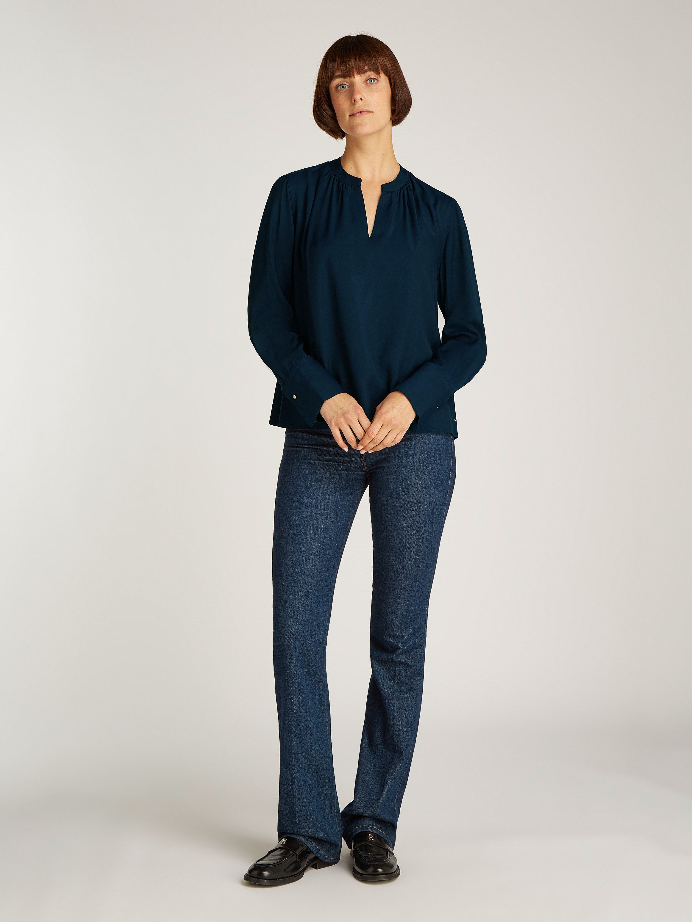 Tommy Hilfiger Blouse met lange mouwen SOFT VIS V NECK LS BLOUSE