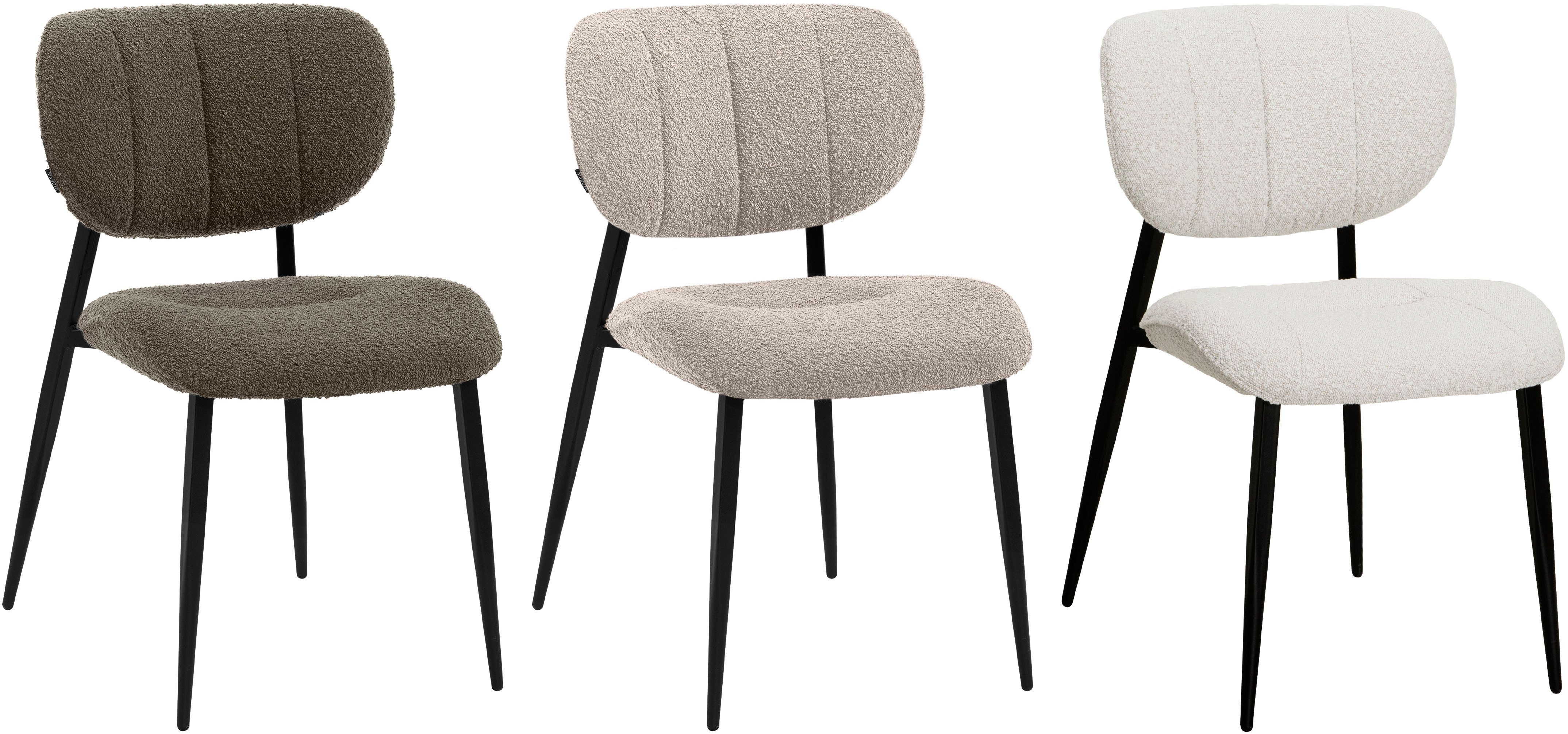 OTTO OMG Design Eetkamerstoel JOE moderne bouclé bekleding, comfortabel gepolsterd, keukenstoel 4 poot stoelen beige