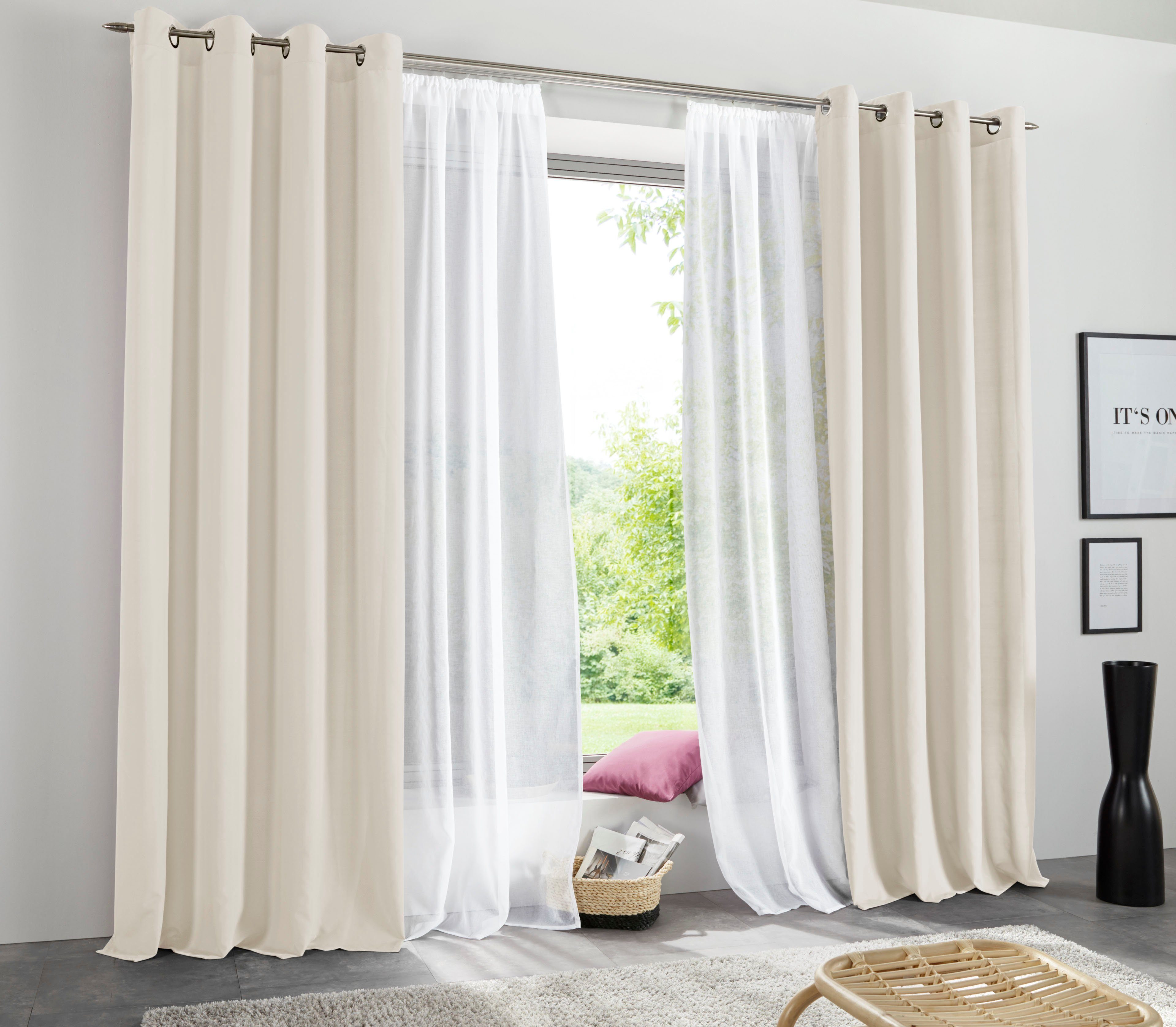 my home Gordijn Raja 2-pack, bestseller, effen, modern, onderhoudsvriendelijke microvezel (2 stuks)