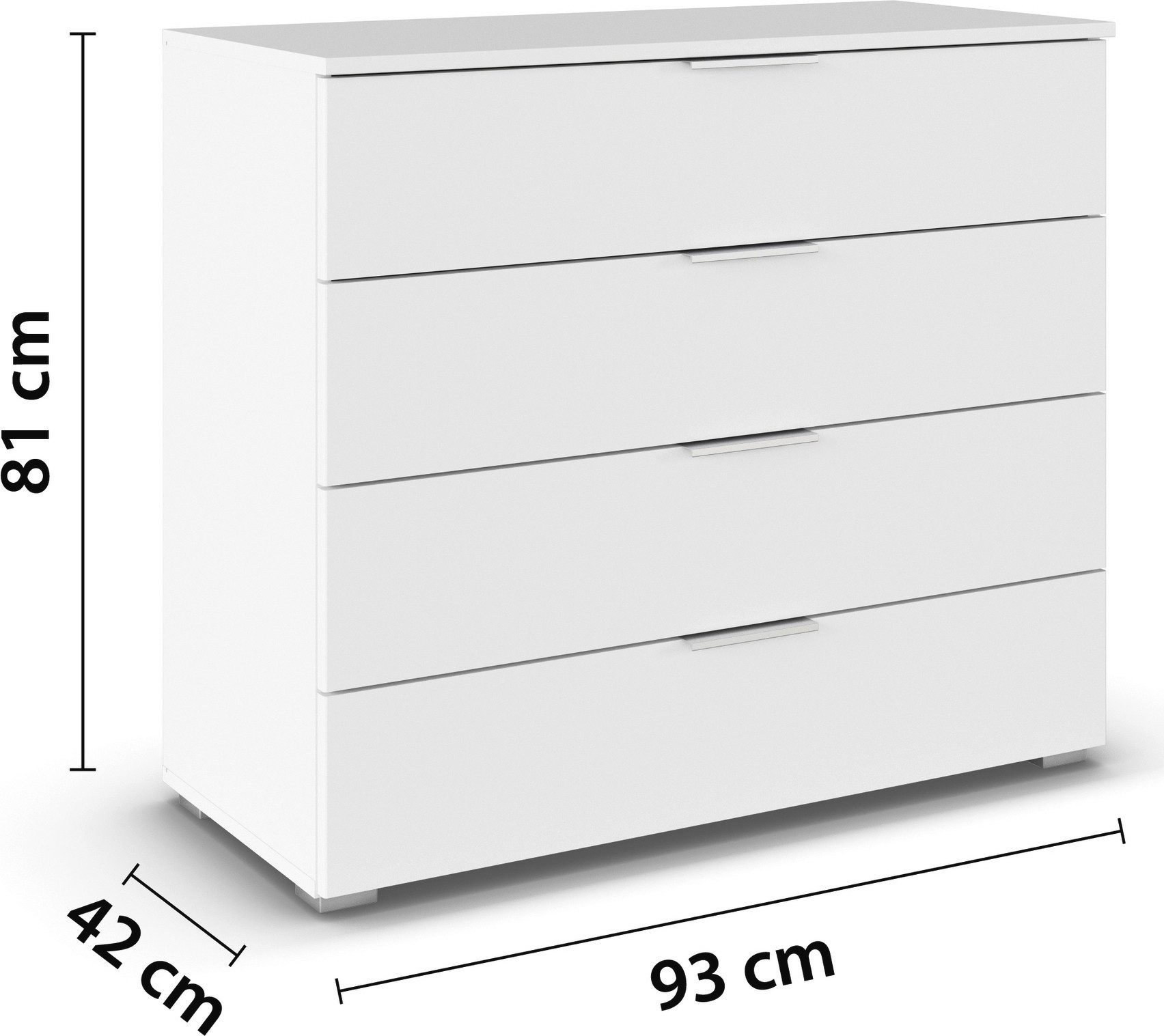 rauch Ladekast Sideboard AGORDO met decor- of hoogglansfront Breedte 93 cm met 4 grote lades voor veel opbergruimte MADE IN GERMANY