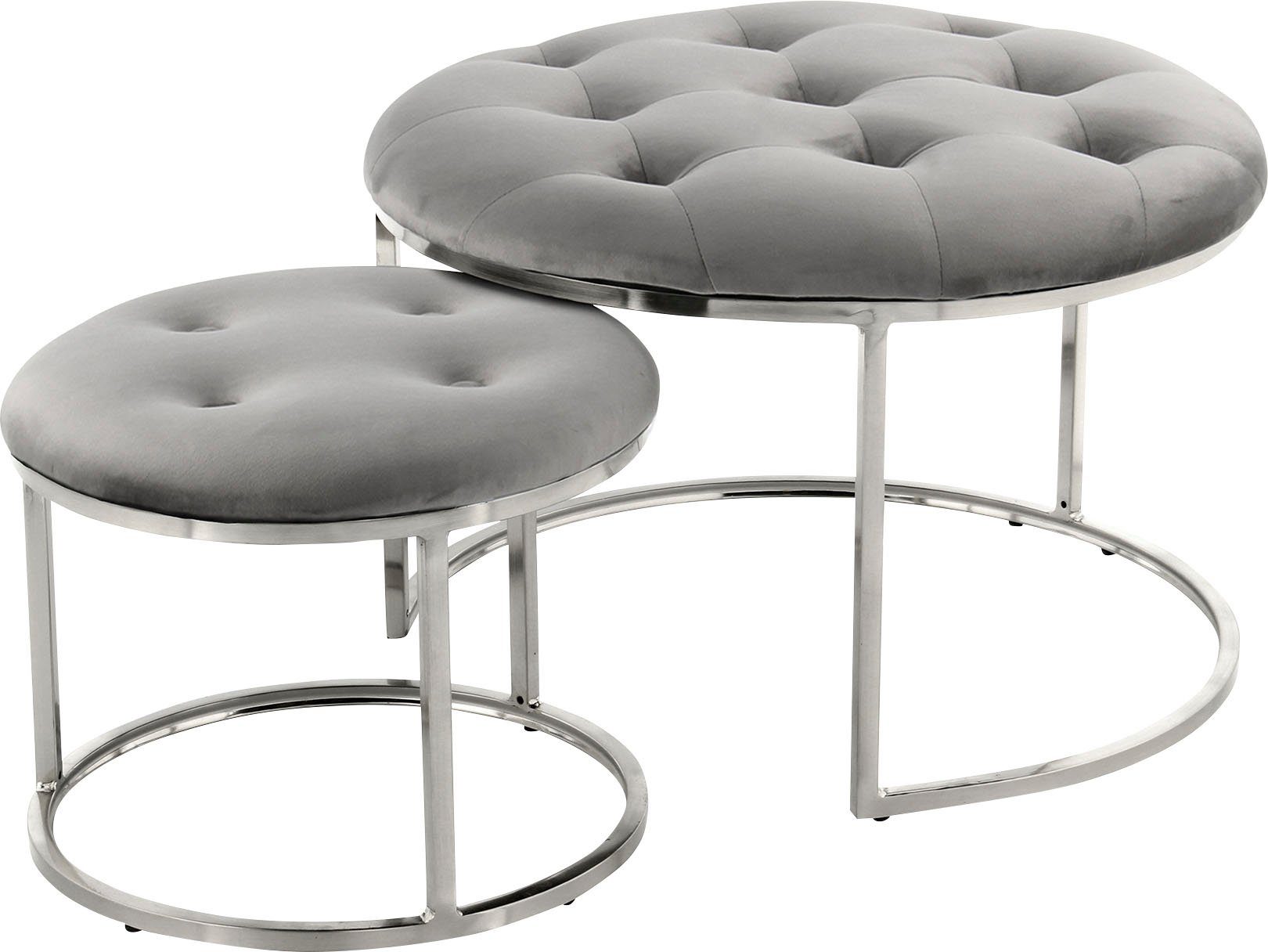 Kayoom Zithoek Kruk Becky 825 2-delige set, ronde vorm, trendy retro-stijl veelzijdig te gebruiken, modern, onderhoudsvriendelijk, ronde vorm (set, 2-delig)