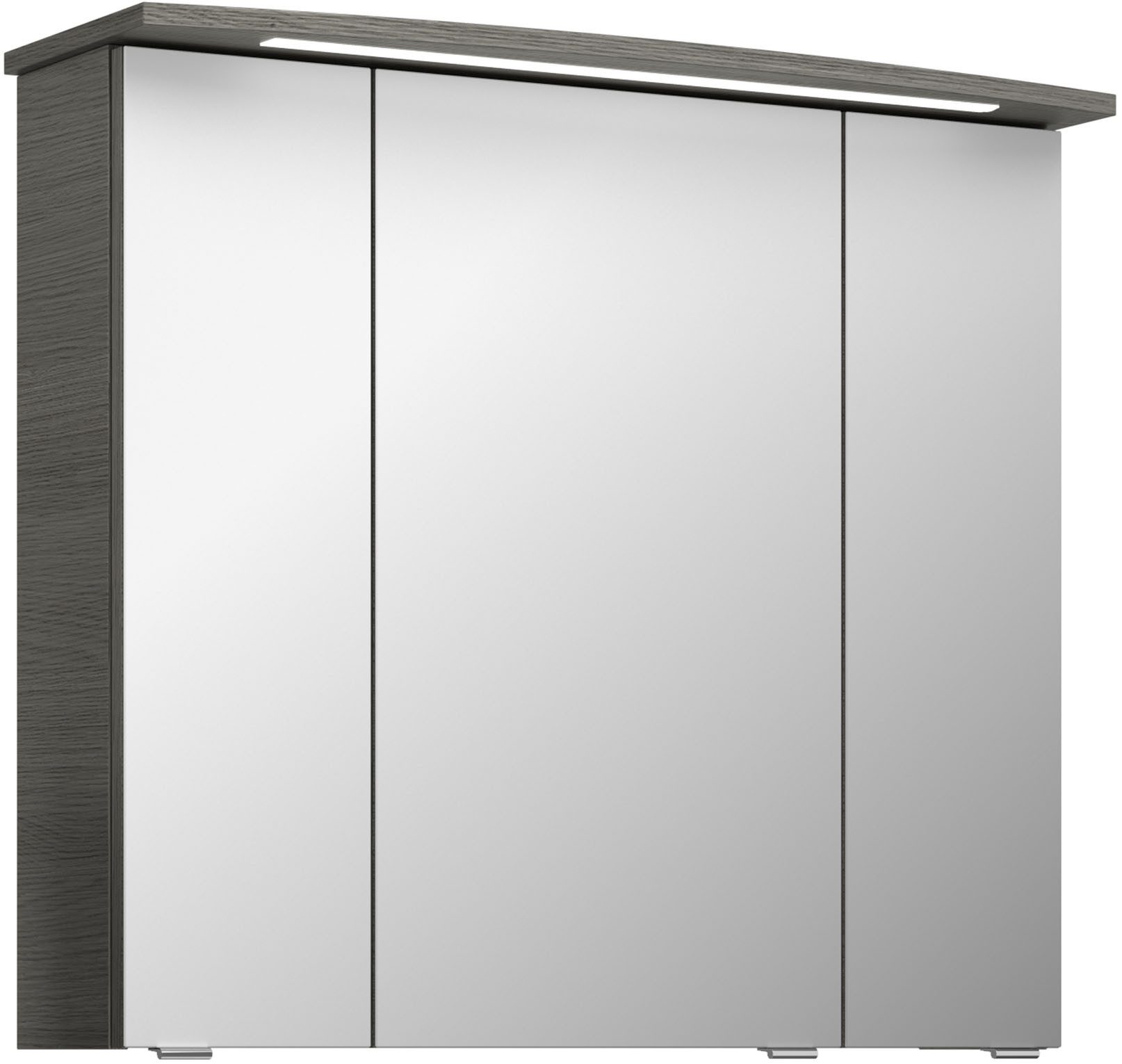 Saphir Badkamerspiegelkast Serie 4010 badkamer spiegelkast incl. LED-verlichting in krans Badkast 82 cm breed, 3 deuren, 6 glazen legplanken, incl. deurdemper