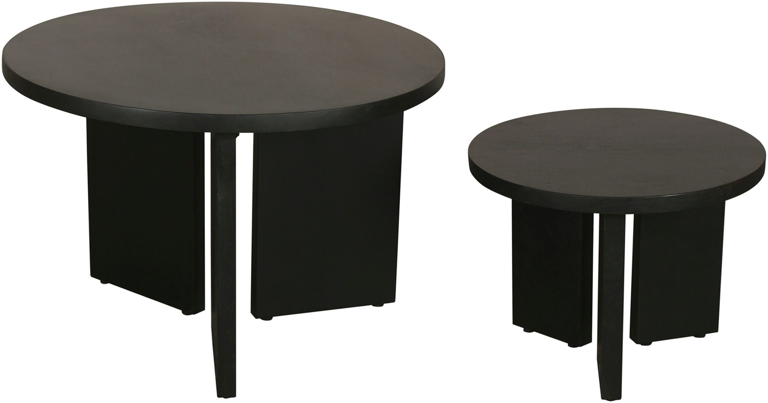 byLIVING Salontafel Round uit 2,5 cm dik massief hout zwart, afzonderlijk of in set verstelbaar (set) salontafels zwart