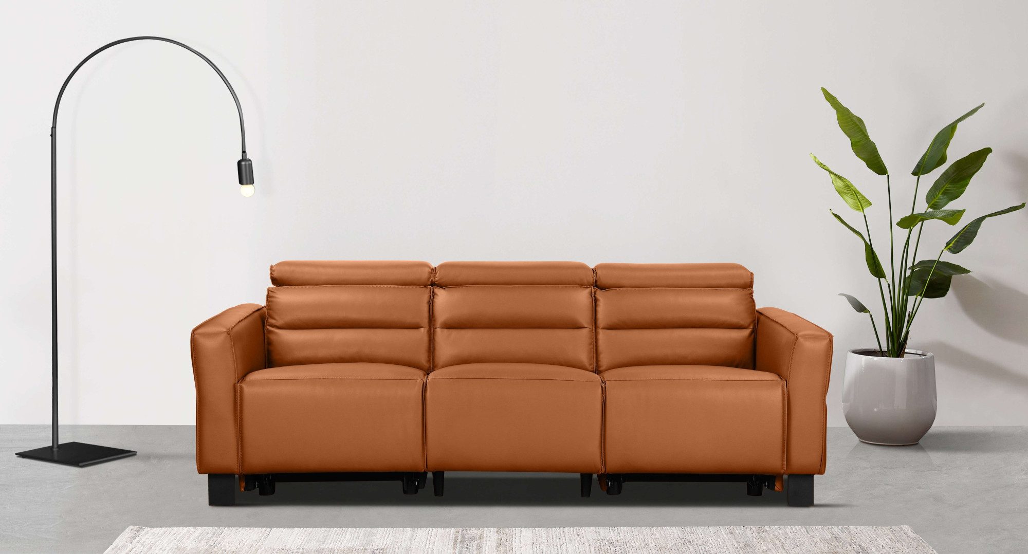 Places of Style 3-zitsbank Carpari, 224 cm, handmatige of elektrische relaxfunctie in 2 zitplaatsen