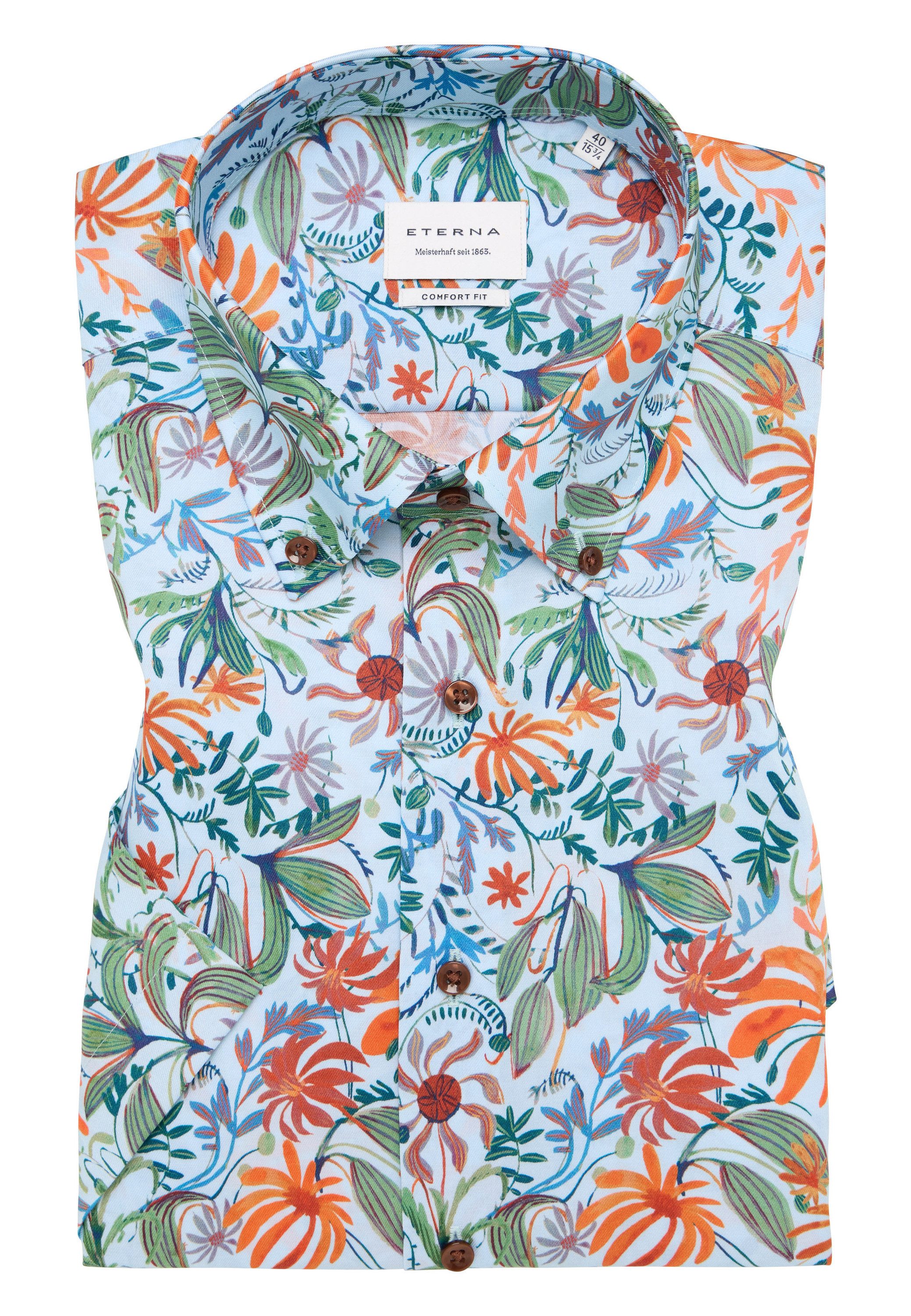 Eterna Overhemd met korte mouwen Comfort fit NON IRON (strijkvrij)