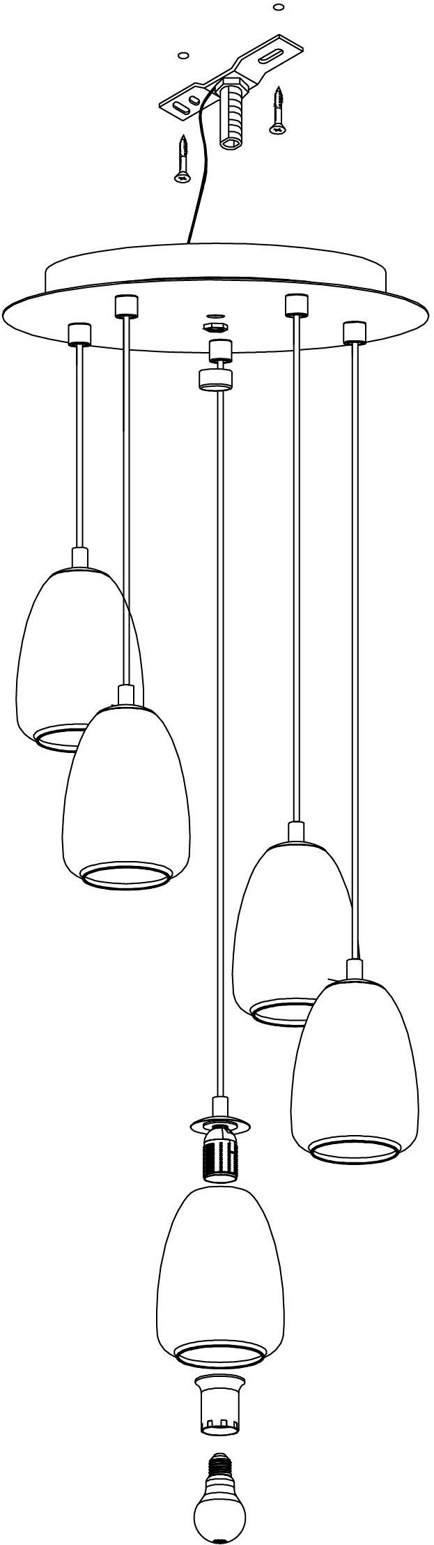 EGLO Hanglamp ALOBRASE chroom / ø54 x h150 cm / hanglamp / eettafellamp / keuken