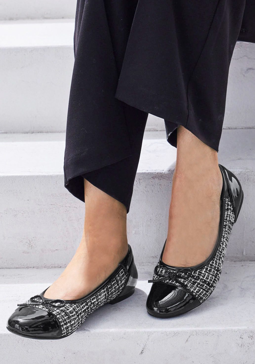 Lascana Ballerina's Slip-in ballerina in houndstooth-look, vrijetijdsschoen, slipper, slip-in, lage schoen vegan