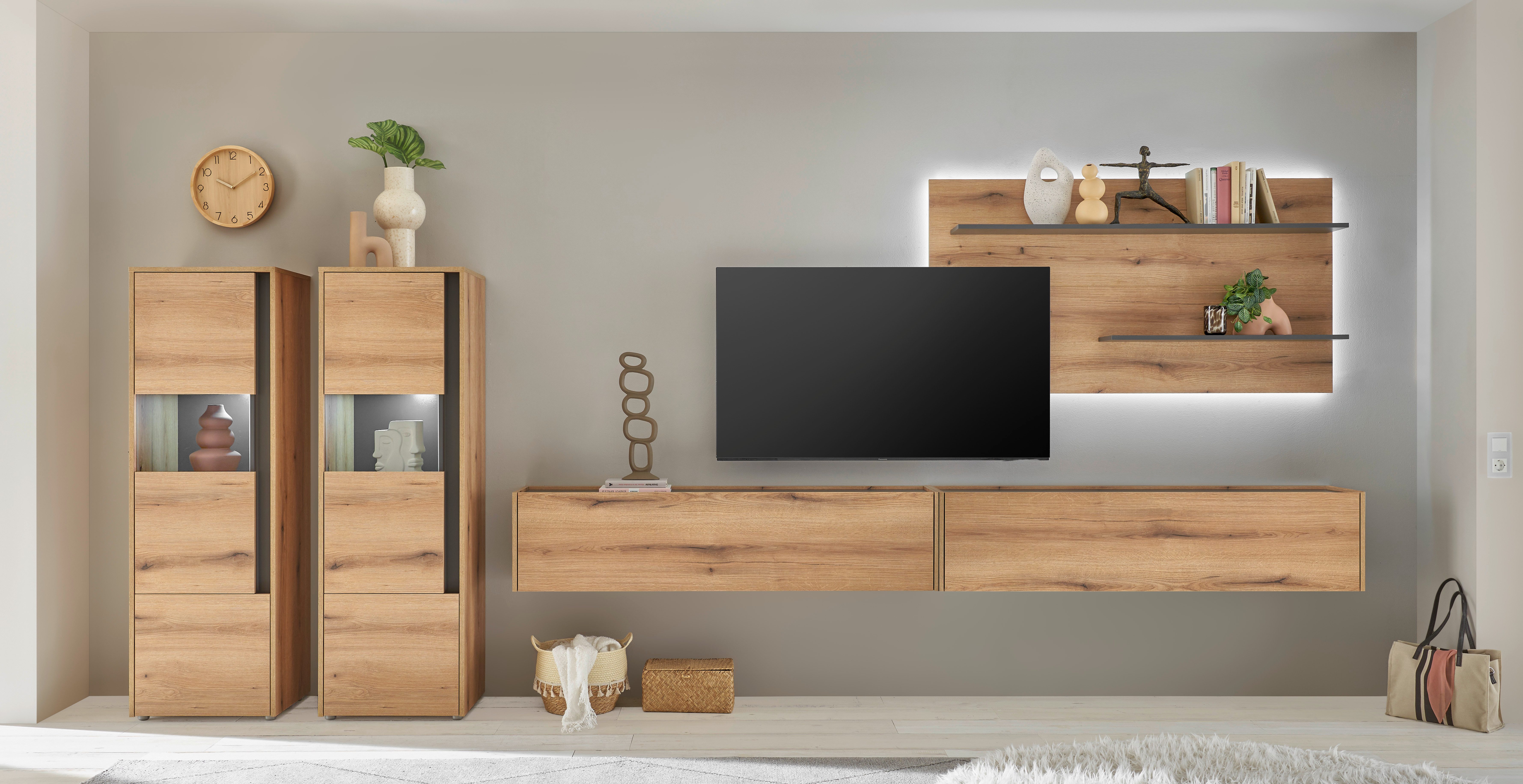 INOSIGN Wandmeubel City/Giron Breedte ca. 440 cm (set, 5-delig) tv-wandmeubels beige