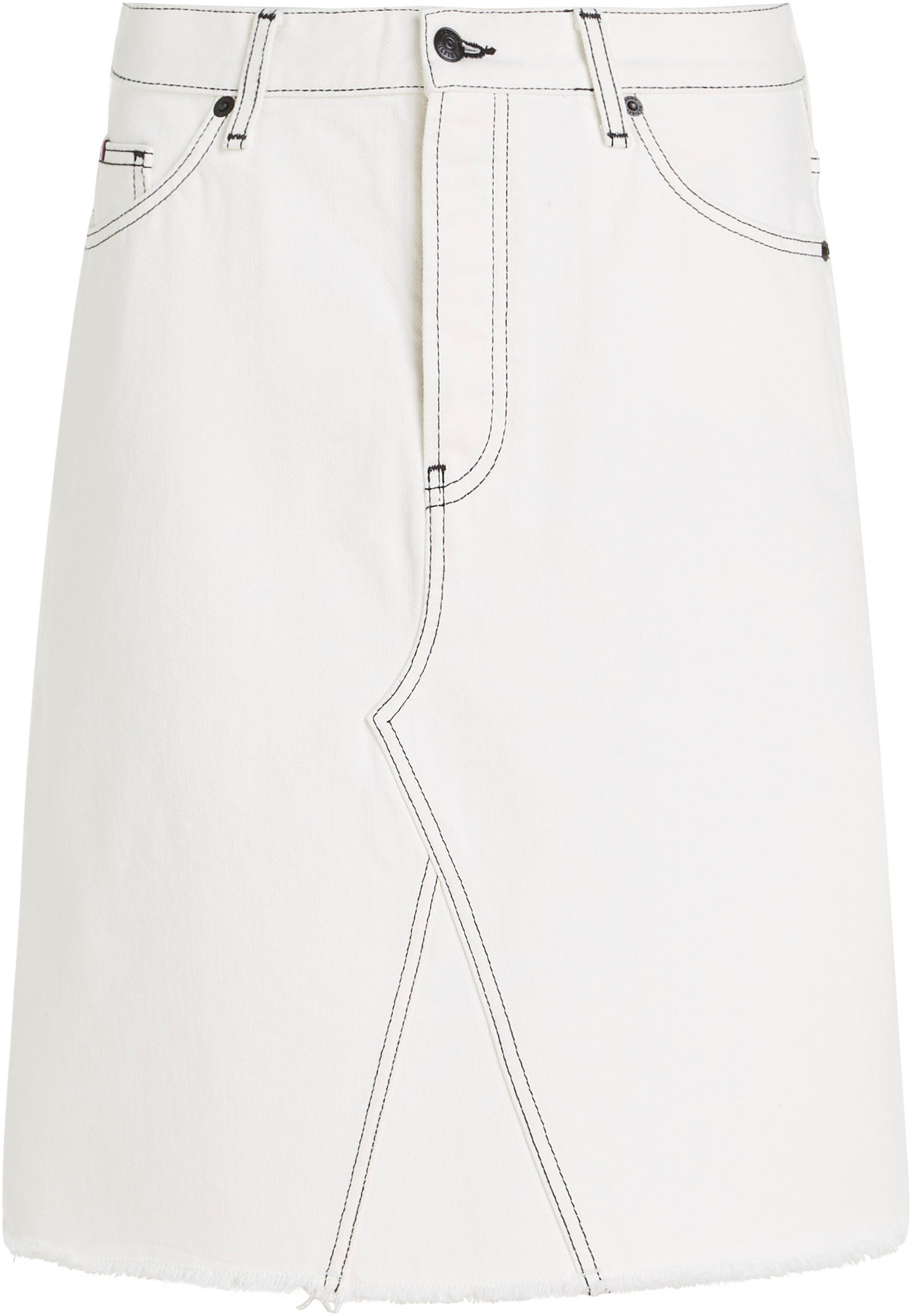 Tommy Hilfiger Jeans rok DNM RW A-LINE SKIRT ECRU Webrok met logo-embossing
