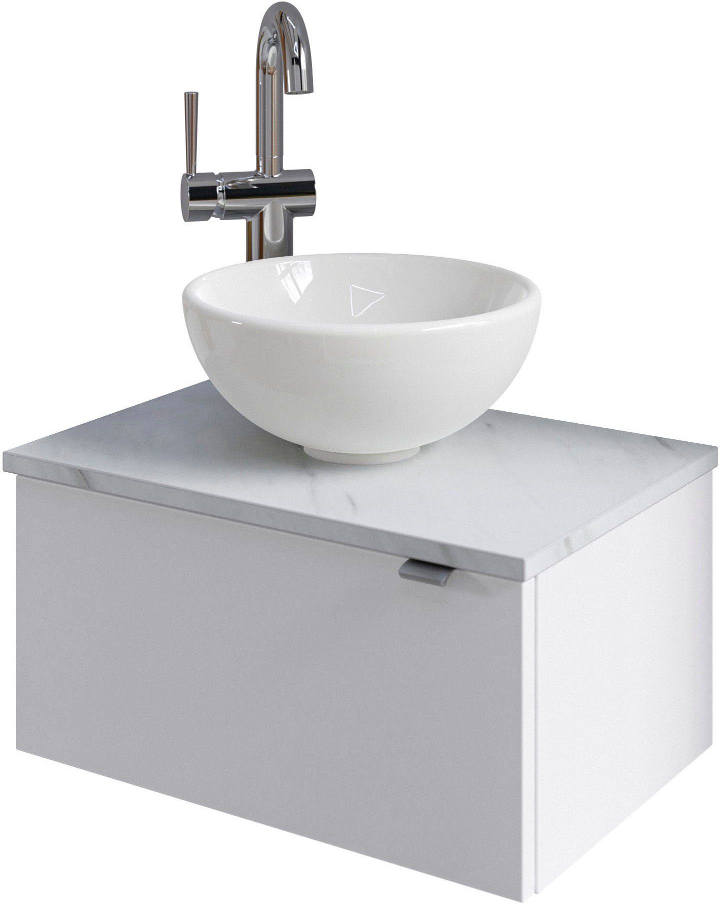 Saphir Wastafelonderkast Serie 6915 wastafel met onderkast voor gastenbadkamer, tweede toilet (3-delig)