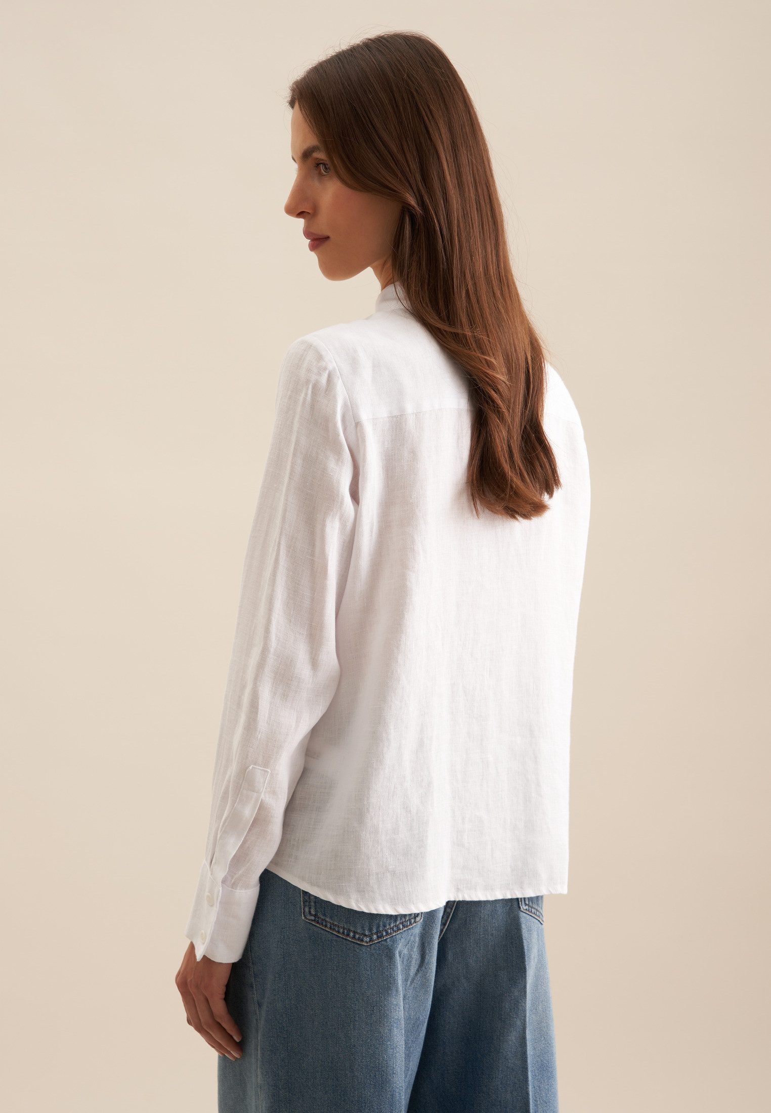 seidensticker Overhemdblouse Zwarte roos Lange mouwen kraag uni