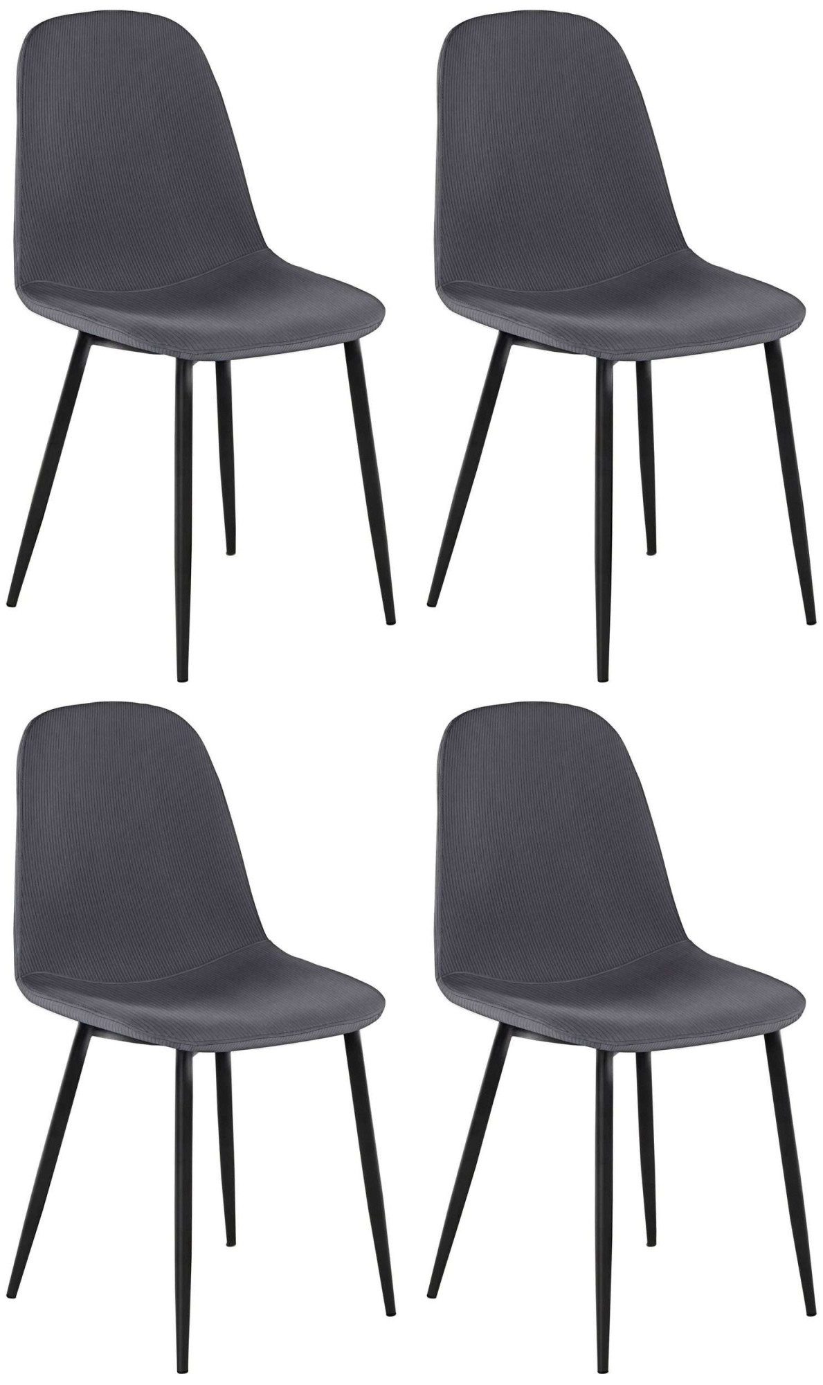 INOSIGN Eethoek Danny-Miller Glazen tafel 140x80 cm met 4 stoelen (cord), frame van metaal (set, 5-delig)