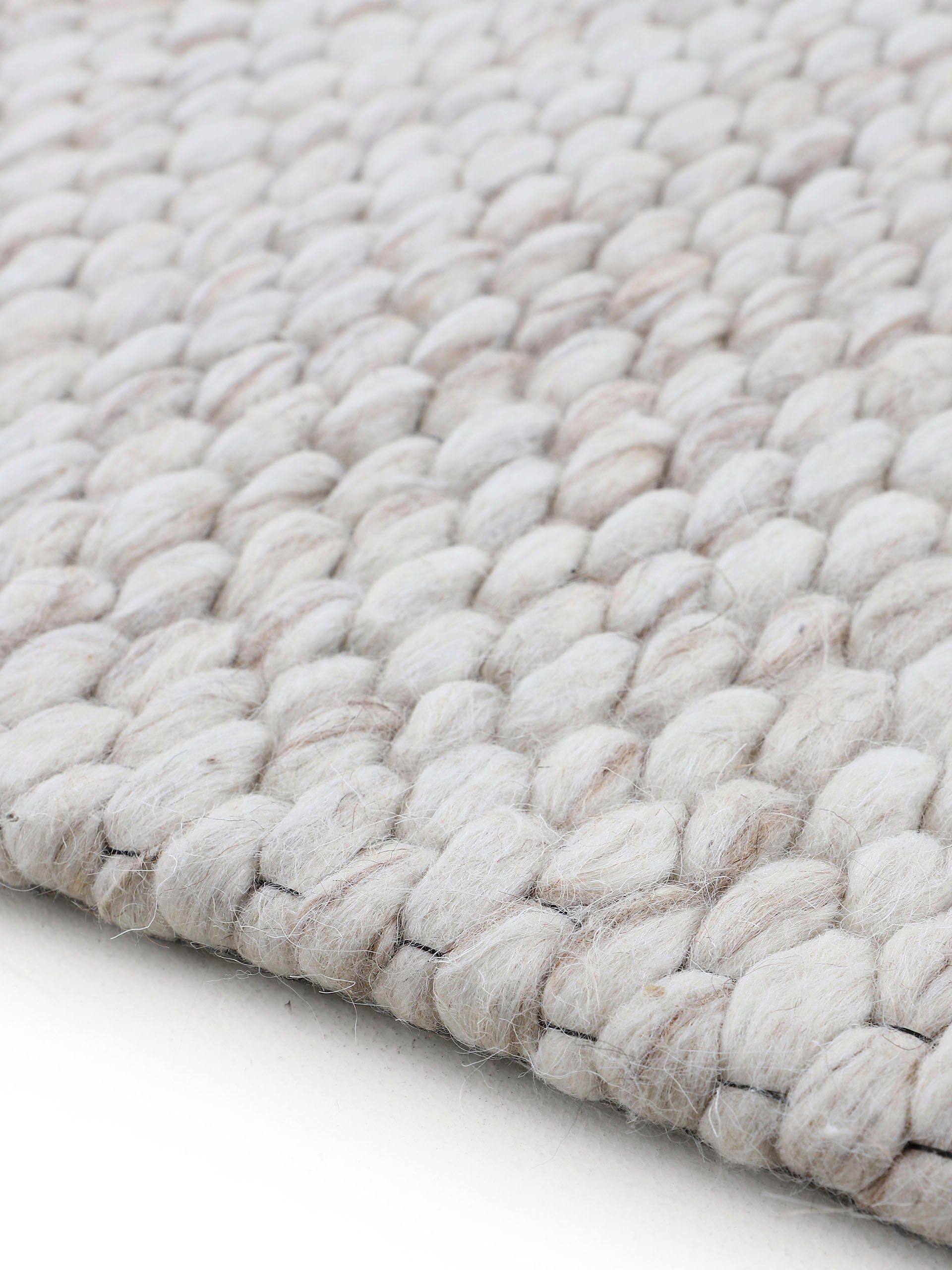 carpetfine Wollen kleed Sina grove structuur, tijdloos design, 100% wol, woonkamer