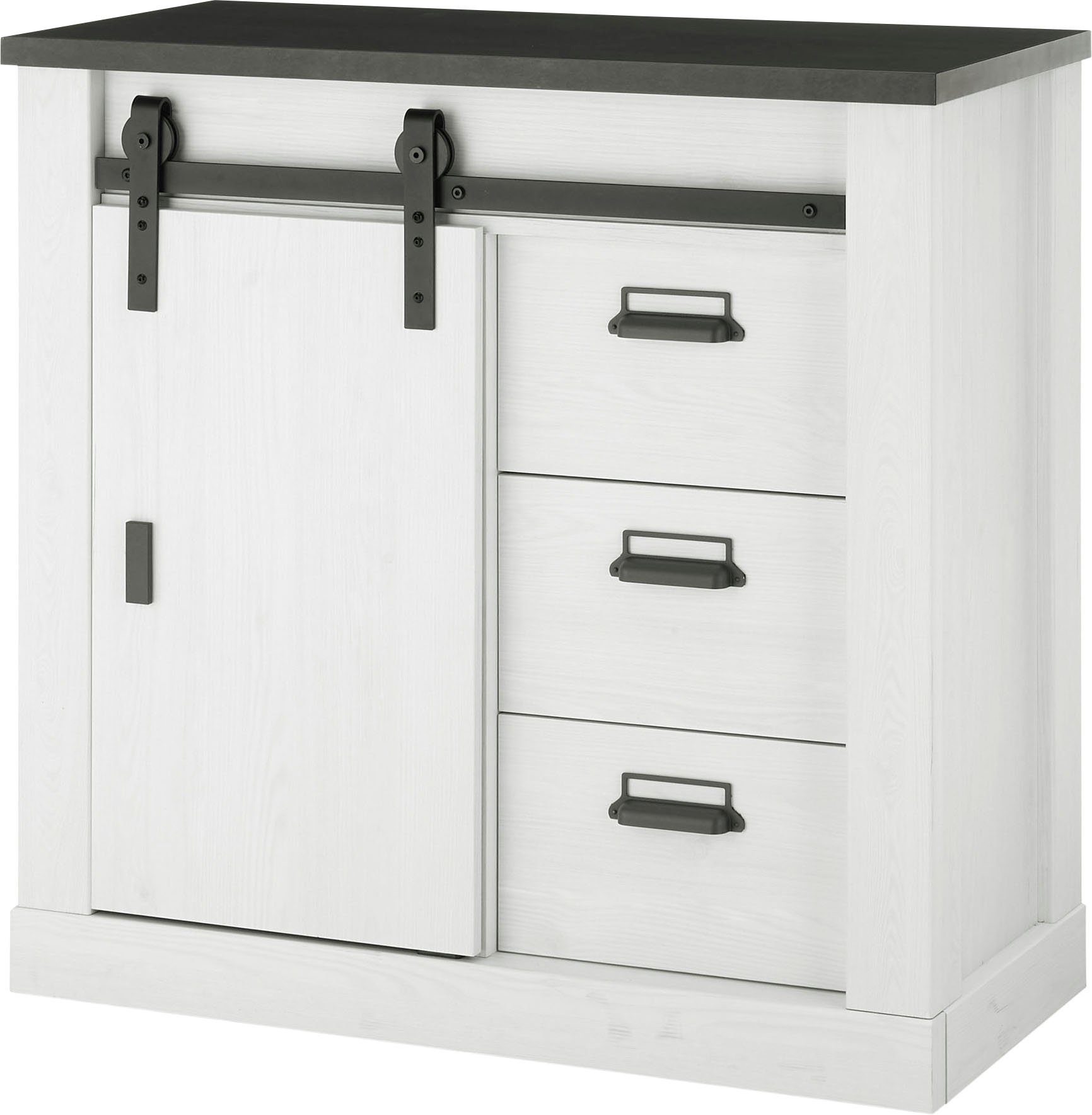 Home affaire Kast Sherwood Houtdecor, met schuurdeurbeslag en apothekersgrepen, breedte 92 cm