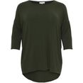 only carmakoma shirt met 3-4-mouwen carlamour zachte materialenmix groen