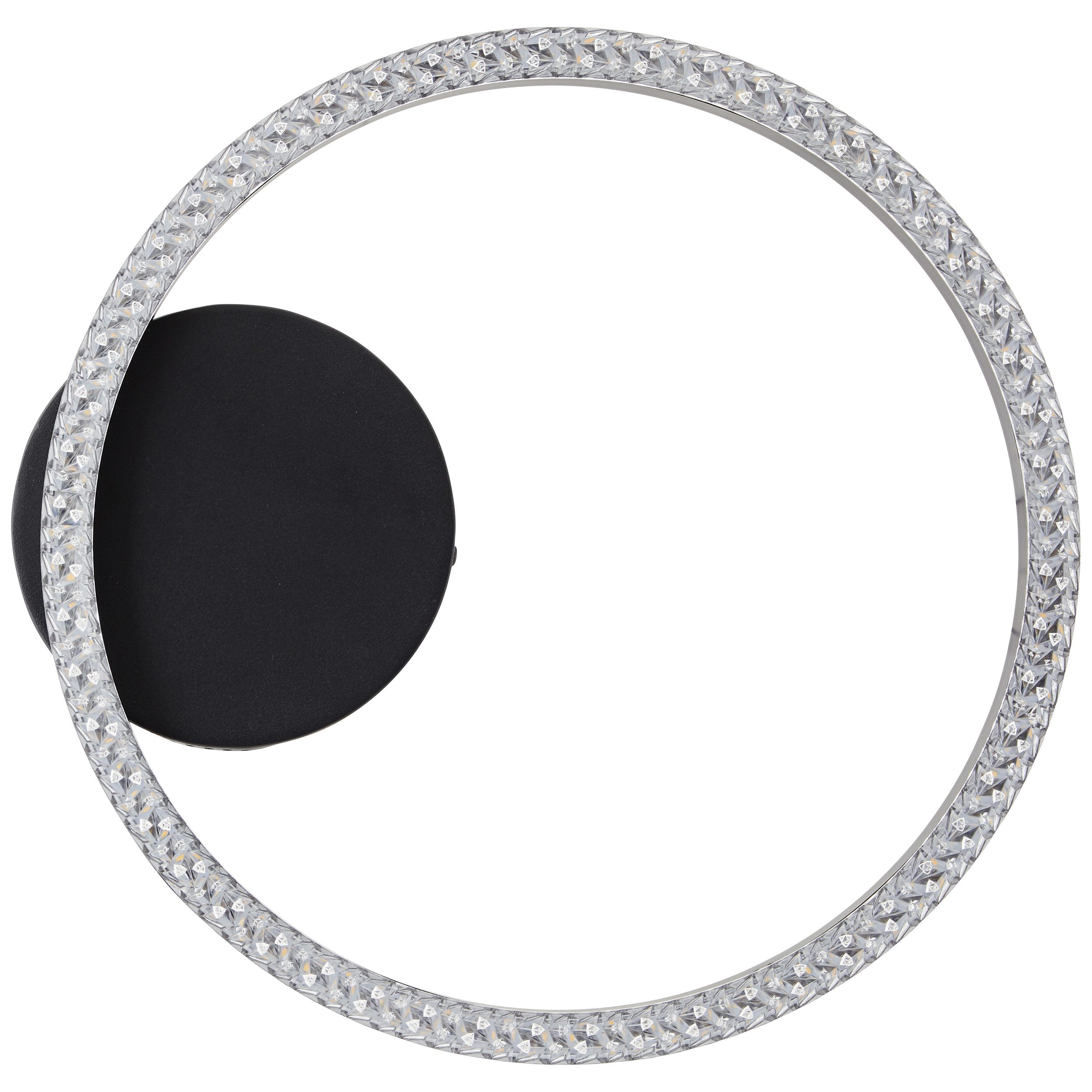 Brilliant Leuchten Led-plafondlamp AURELIA Kristaloptiek, Ø 30 cm, 1500 lm, 4000 K, metaal/kunststof, zwart