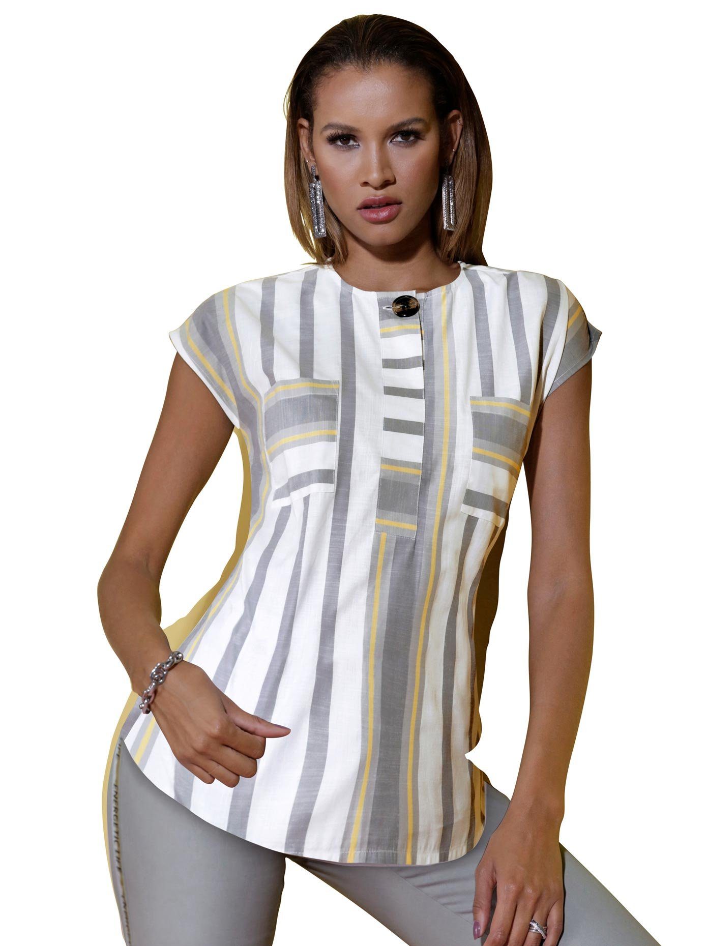 Creation L Blouse met korte mouwen dames blouses maat 44 wit