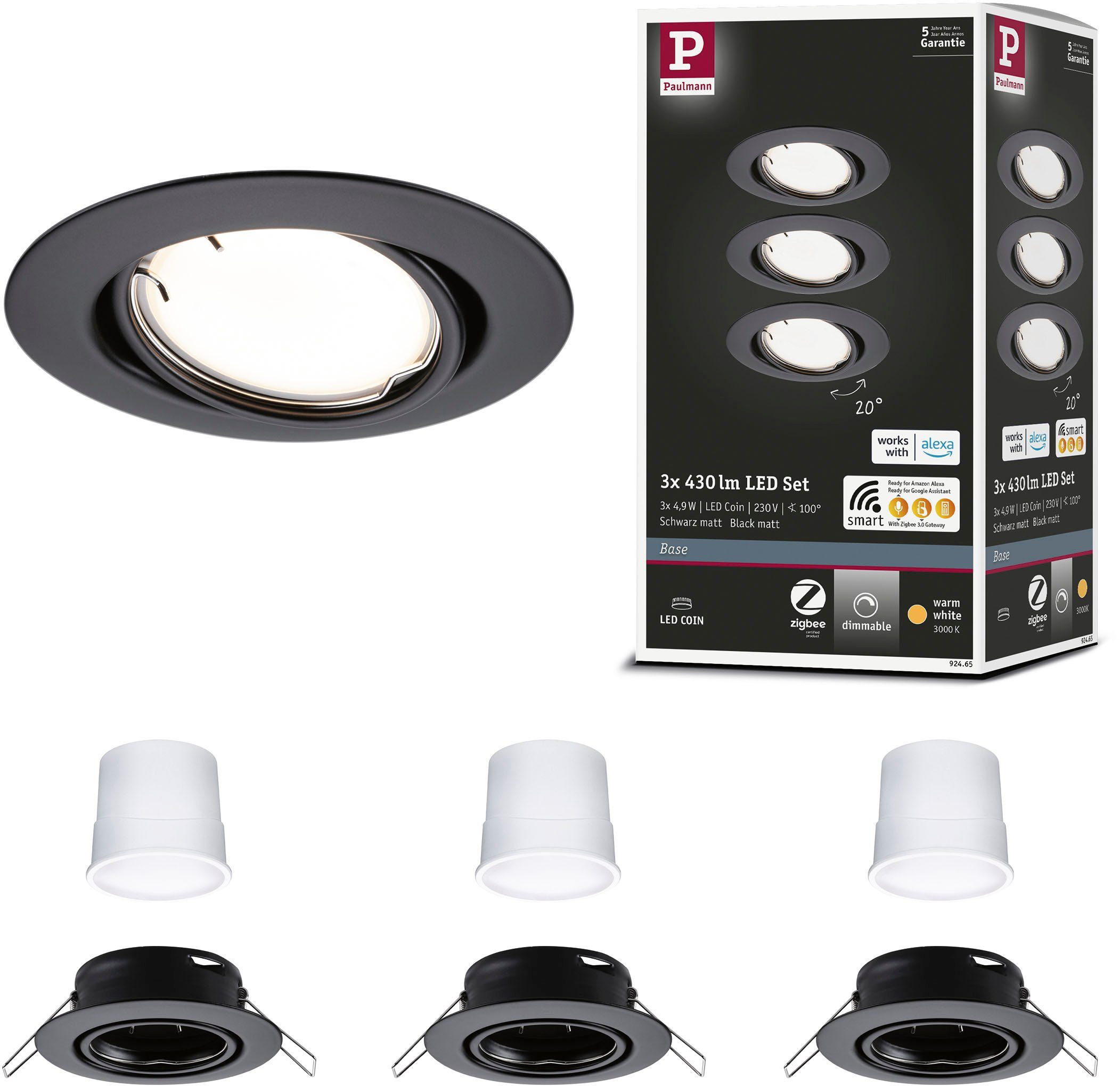 Paulmann Ledinbouwlamp Base 3x430lm 230V (1 stuk)