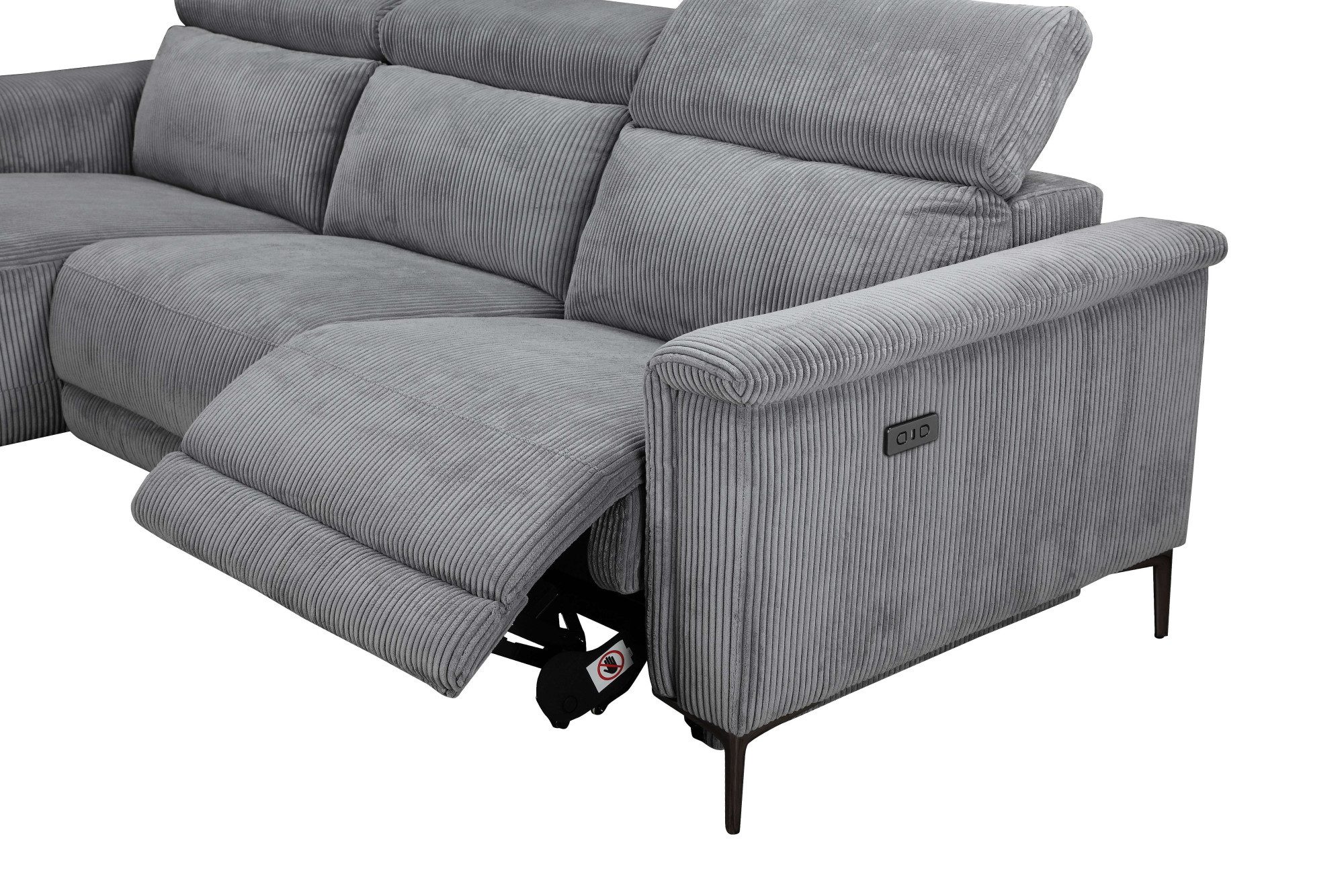 Places of Style Hoekbank Lund in cord, L-vorm, 261 cm, handmatige en elektrische relaxfunctie