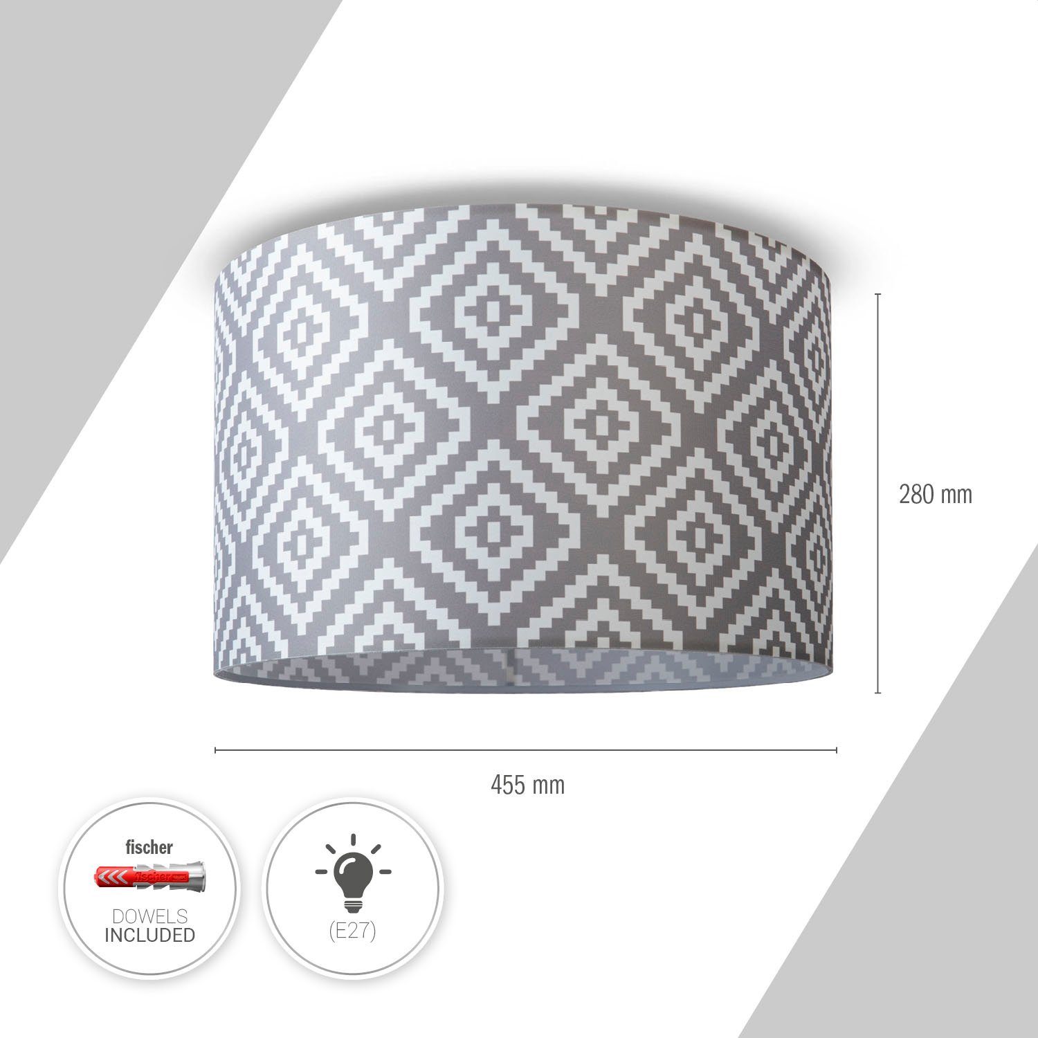 Paco Home Plafondlamp Hugo Stella Stoff lampenkap vintage woonkamerlamp rond retro ontwerp textiel