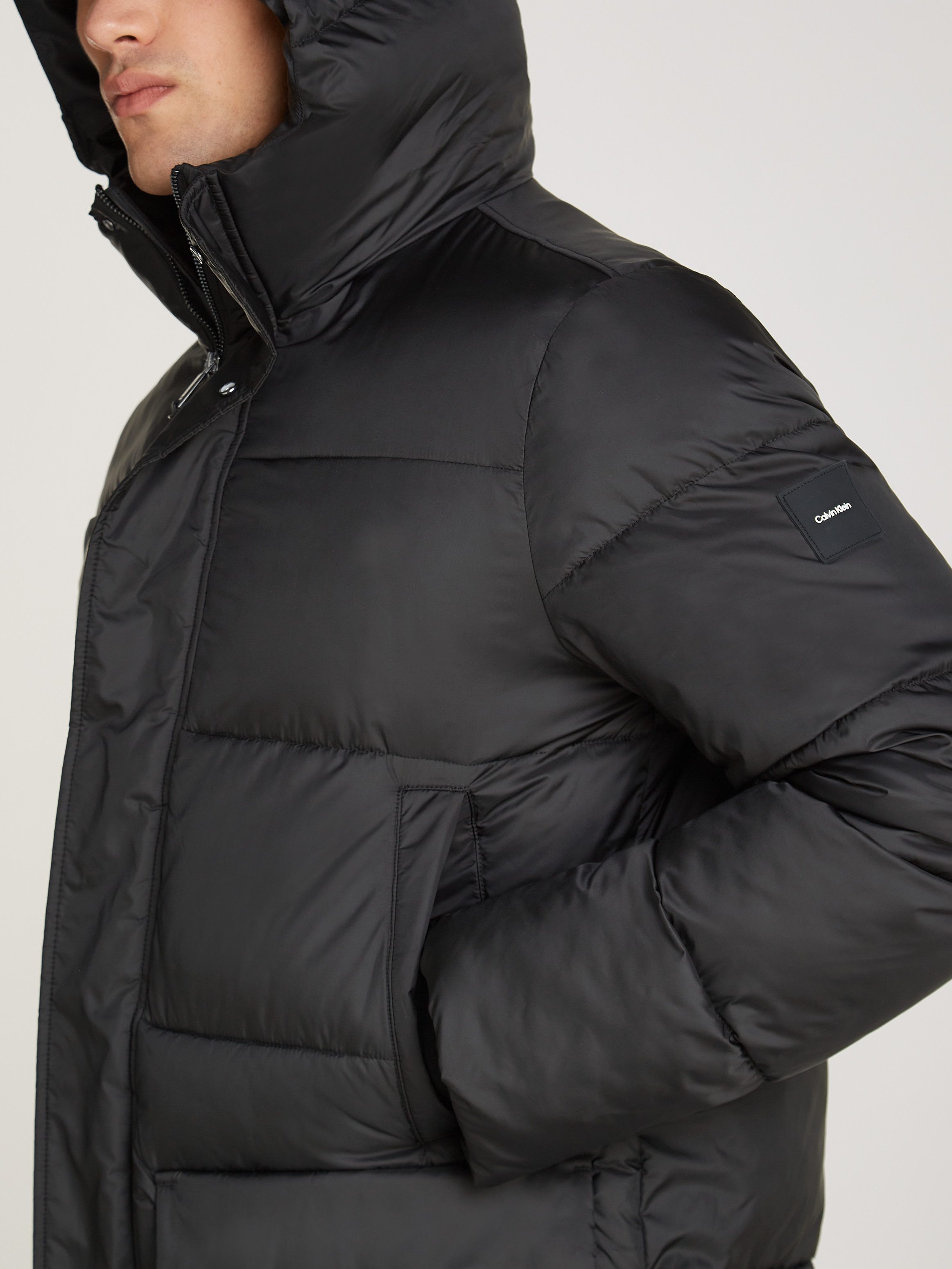 Calvin Klein Korte jas LONG HOODED QUILT PUFFER MW