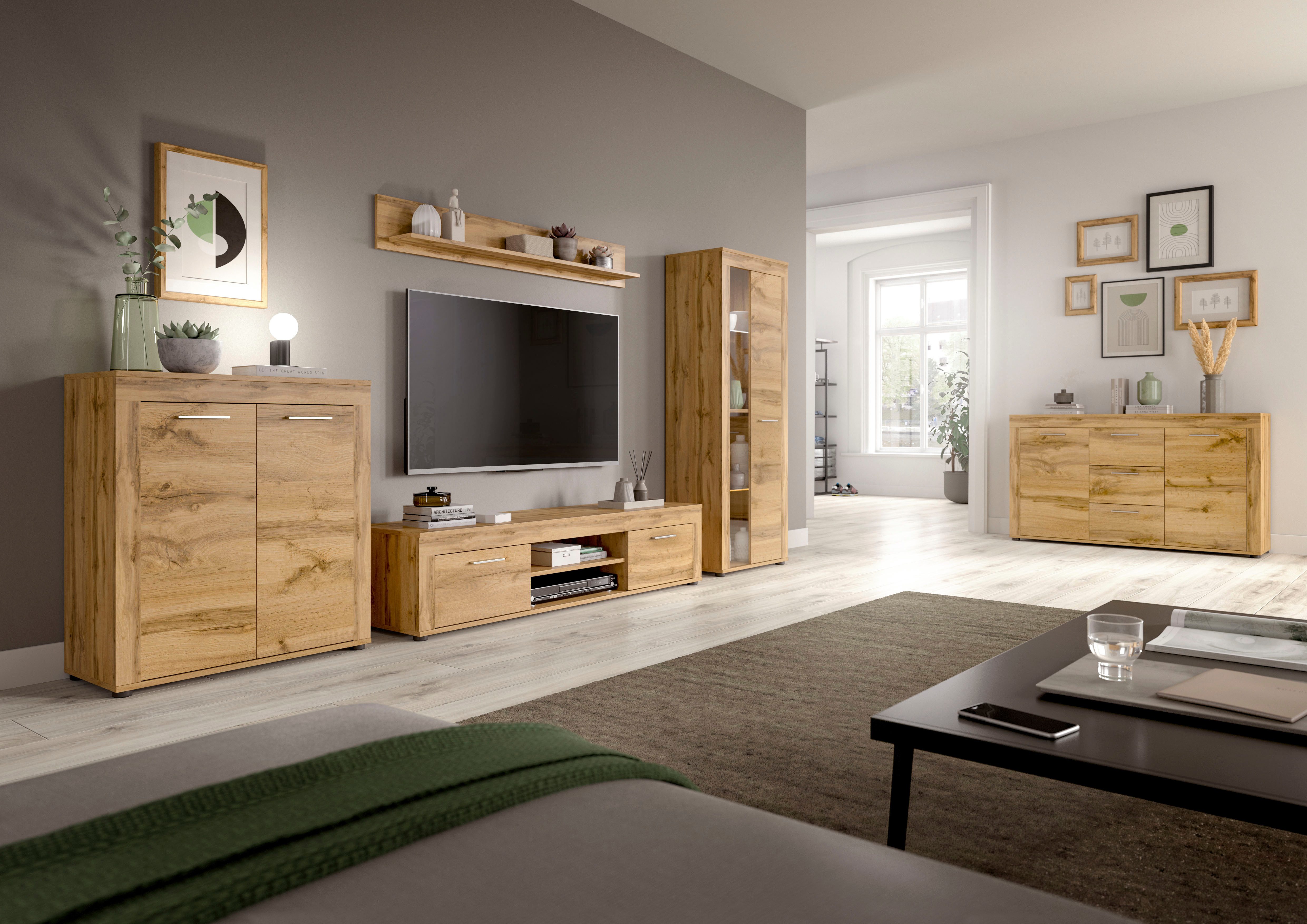 INOSIGN Highboard Aosta, Hoogte 88 cm, in verschillende kleuren met 2 deuren en 3 vakken, woonkamer, commode, kast