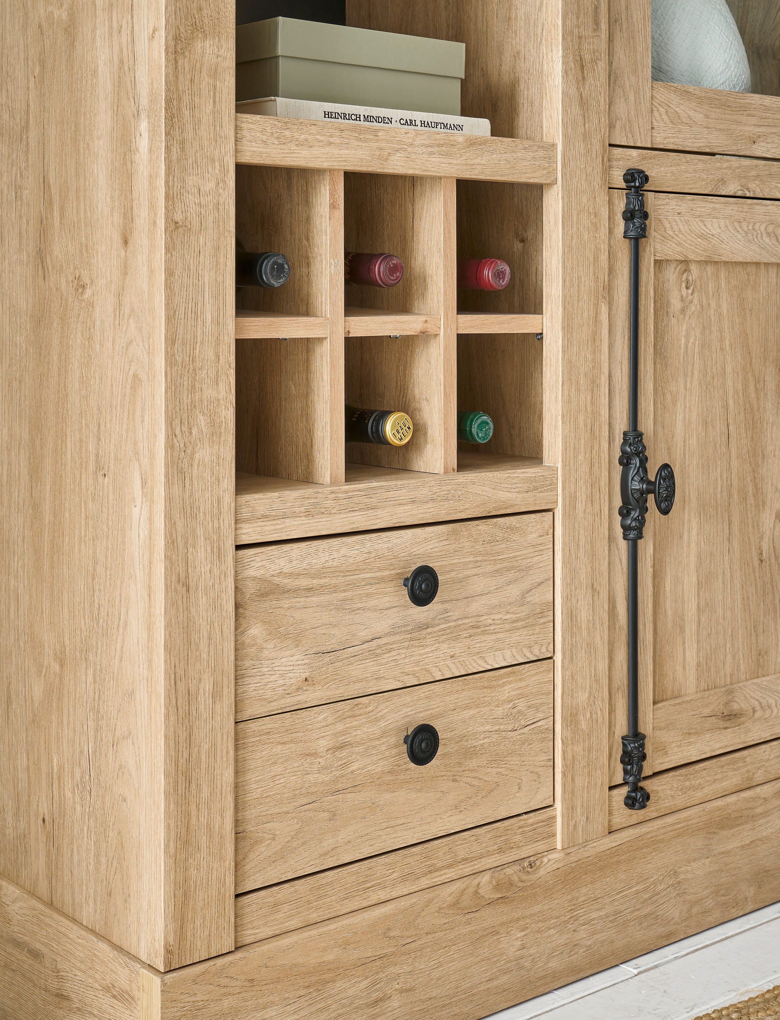 Home affaire Wandmeubel Cornwall, opbouwwand in landelijke stijl, woonkamer-set, eiken decor (set, 4-delig)