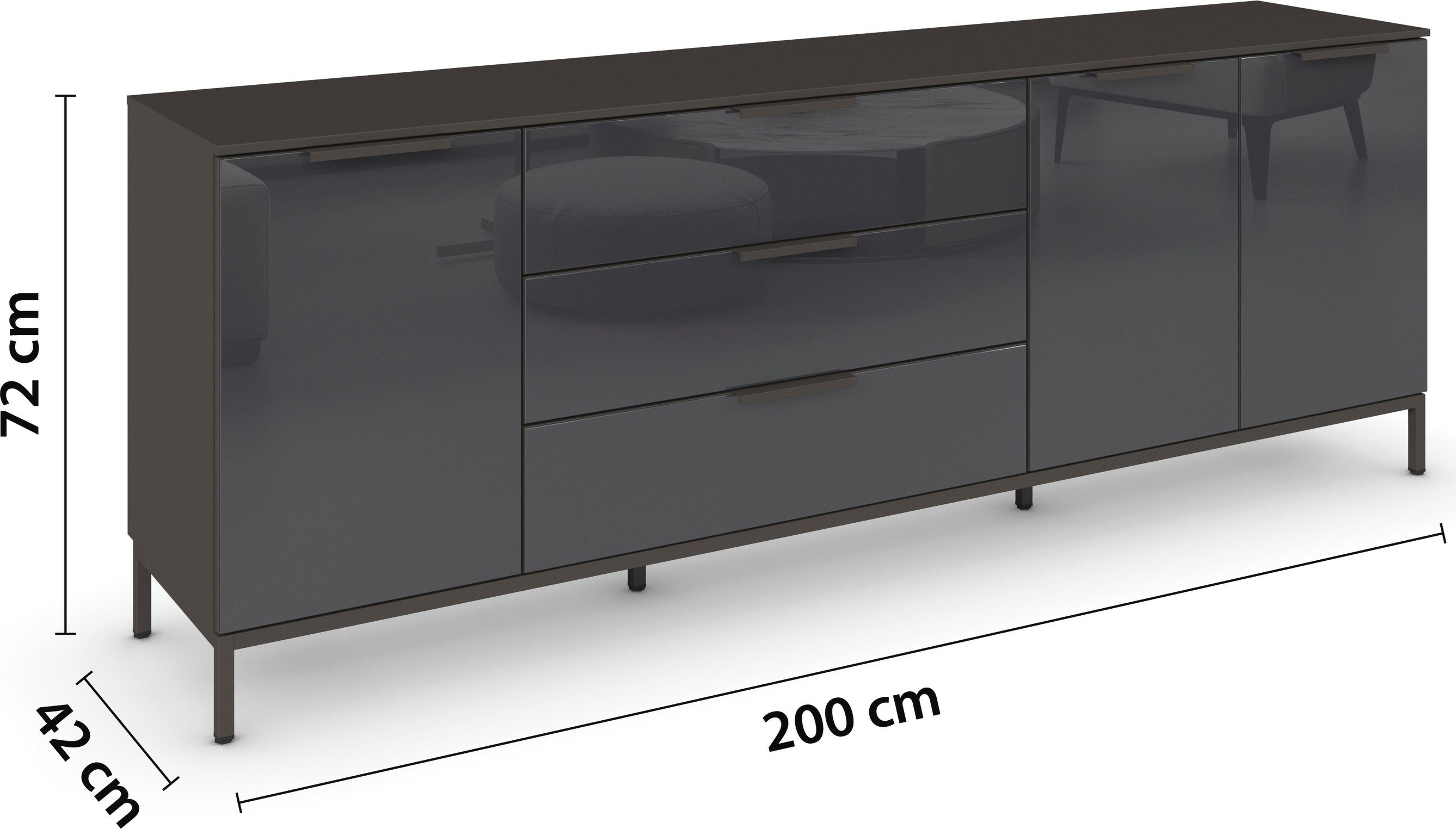 rauch Kast met laden en deuren Commode deurkast sideboard combikast FLIPP met glasfront