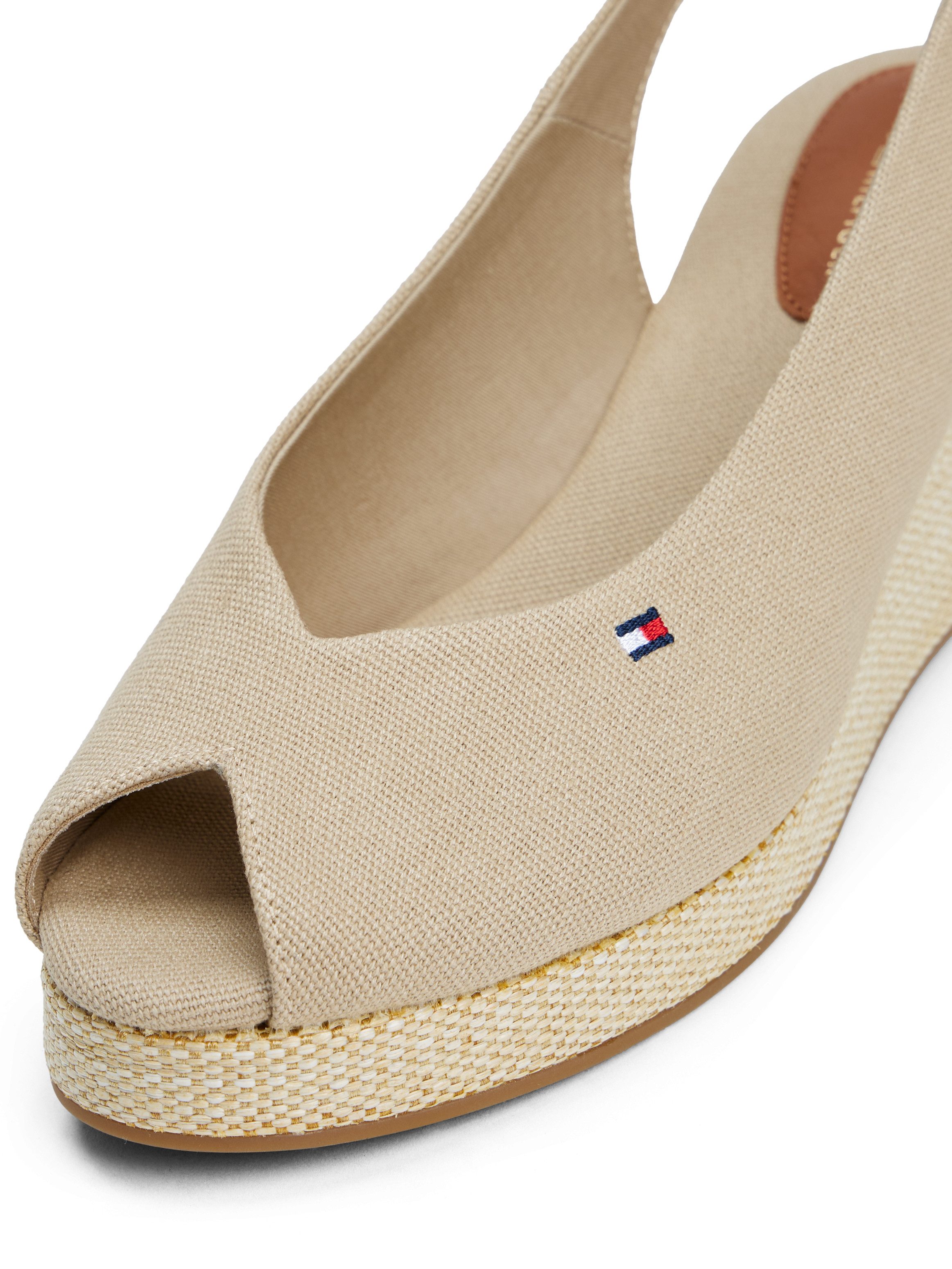 Tommy Hilfiger Sleehaksandaaltjes FLAG MID WEDGE ESPAD SLINGBACK , plateau, zomerschoen, riem-sandaal met verstelbare gesp