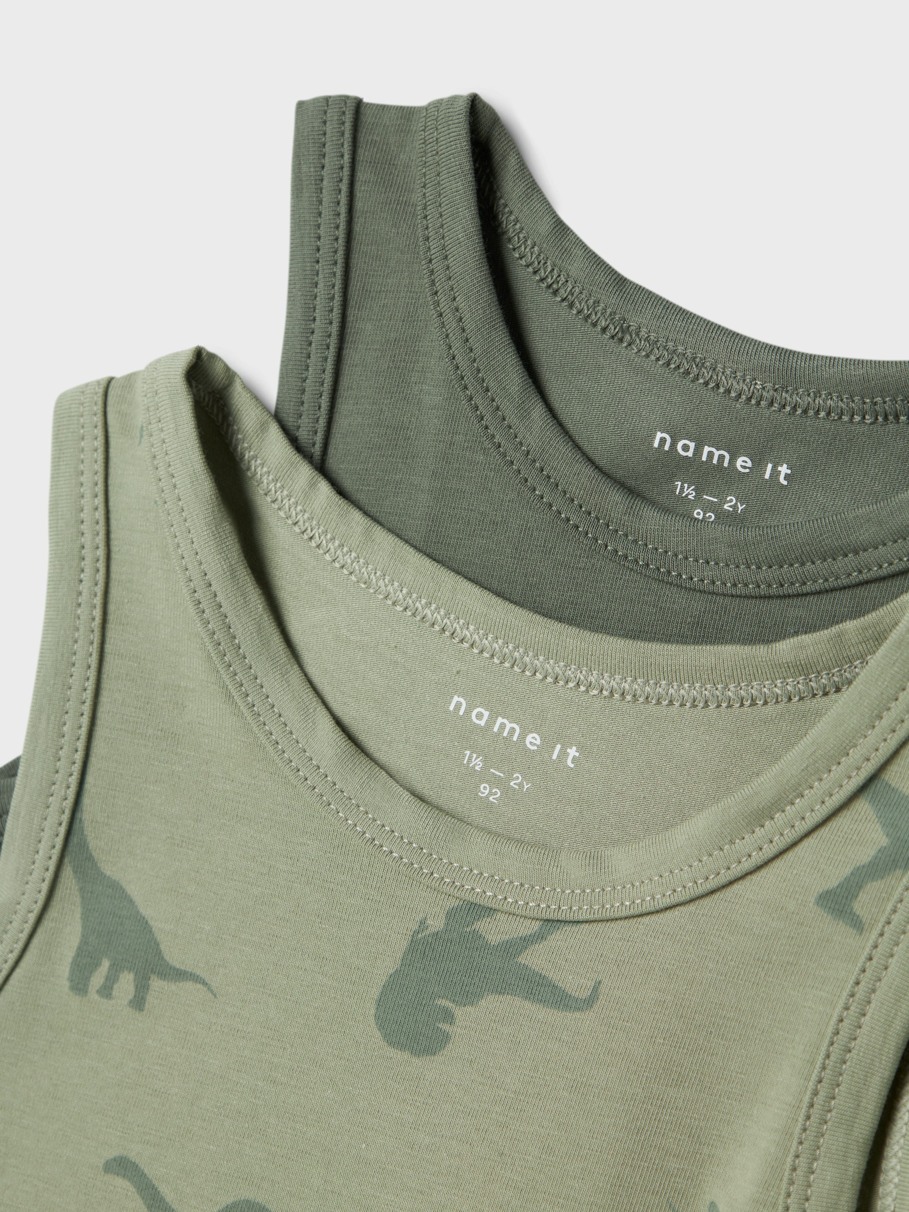 Name It Hemd NMMTANK TOP 2P AGAVE GREEN DINO NOOS (set 2 stuks)