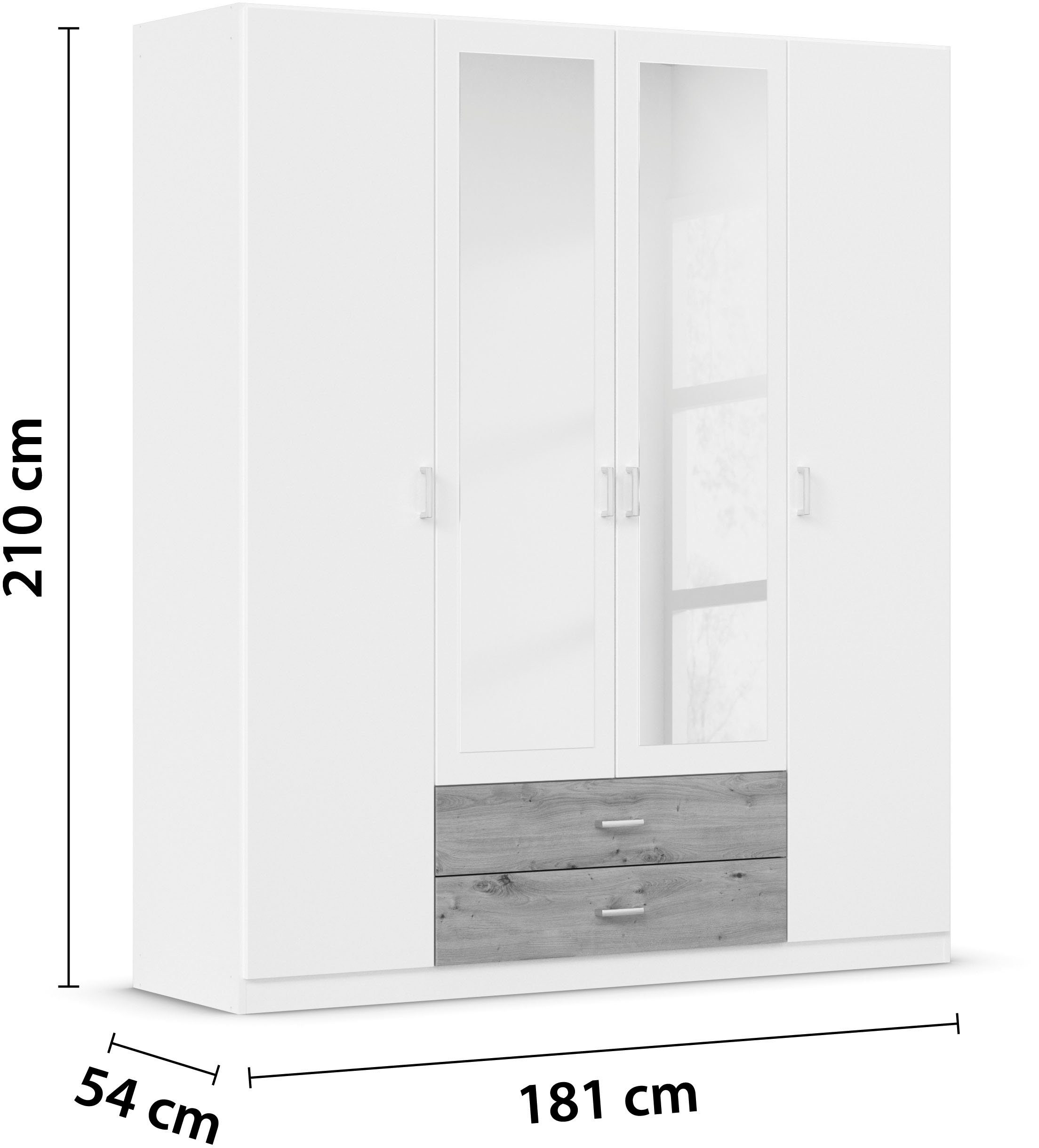 rauch Kledingkast Kast Garderobe Wasmand GAMMA in 3 Breedtes veel opbergruimte met 6 lades, met spiegel topseller made in germany