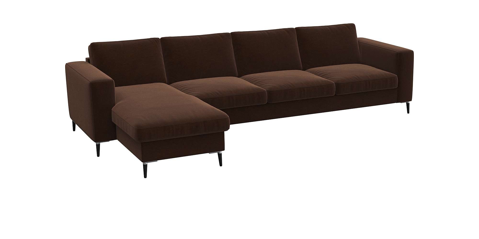 FLEXLUX Hoekbank Fiore, L-vorm brede armleuningen, koudschuim, poten aluminium + zwart