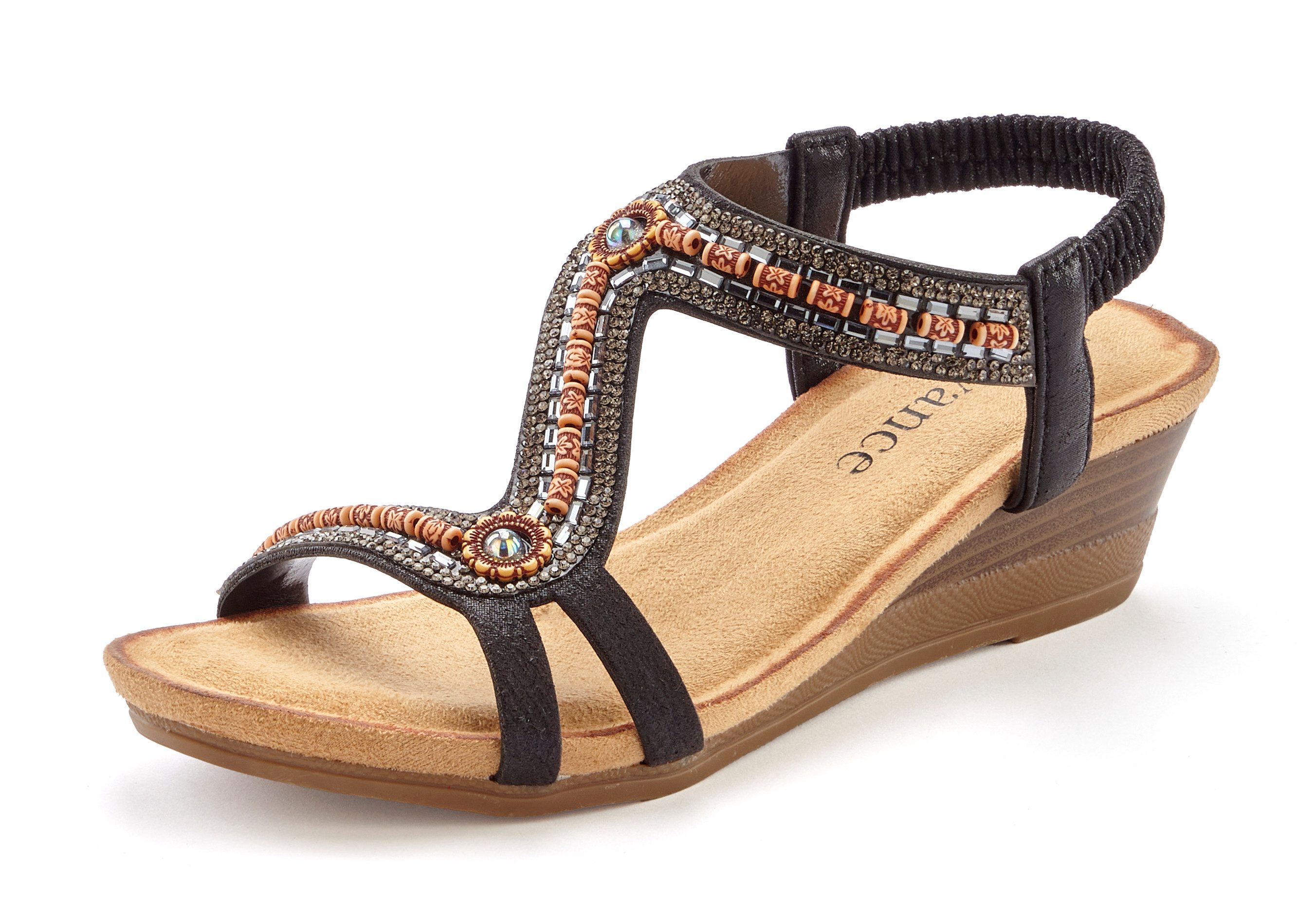 Vivance Sandaaltjes Zomerschoen Sandaal, zomerschoen met glinsterdetails en elastische bandjes VEGAN
