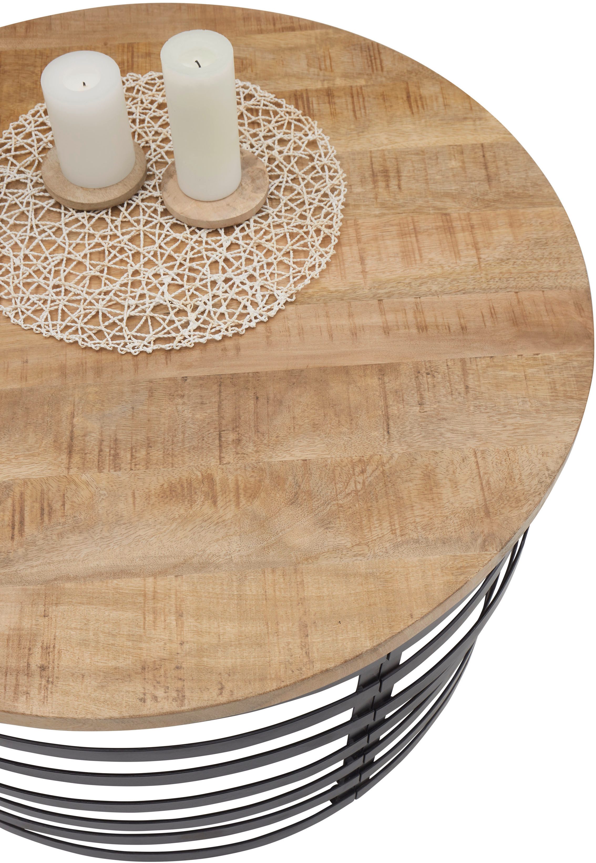 Stolkom Salontafel Marly massief houten ronde tafel, salontafel, BxH 80x40 cm