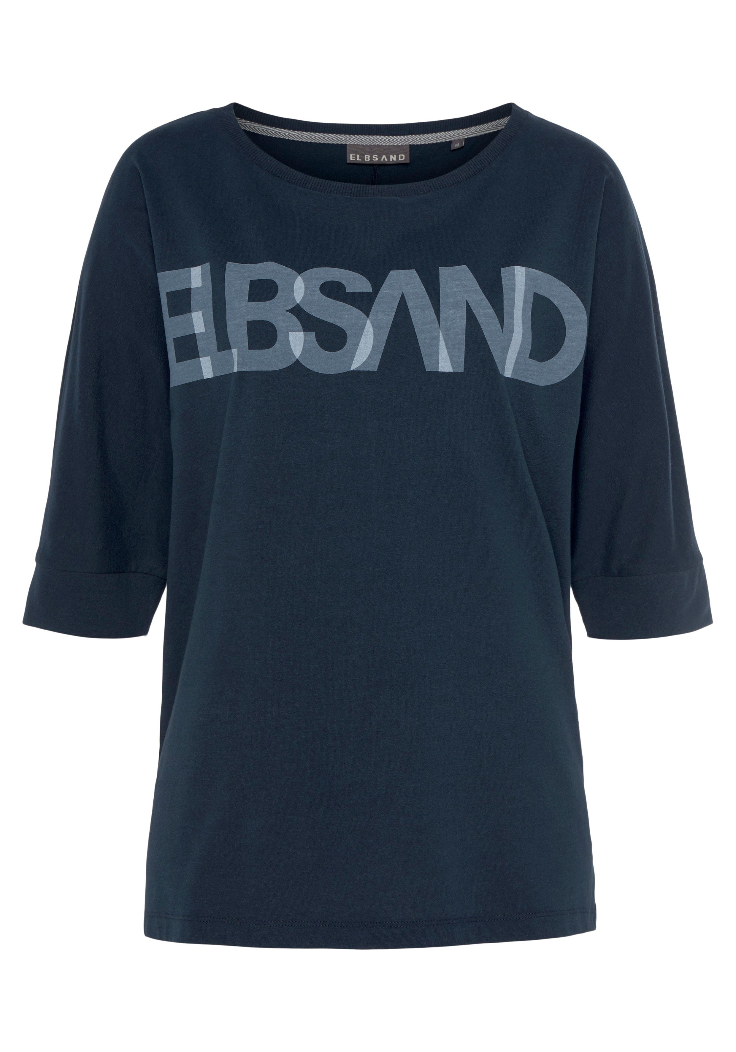Elbsand Shirt met 3/4-mouwen met logoprint, katoenmix, losse pasvorm
