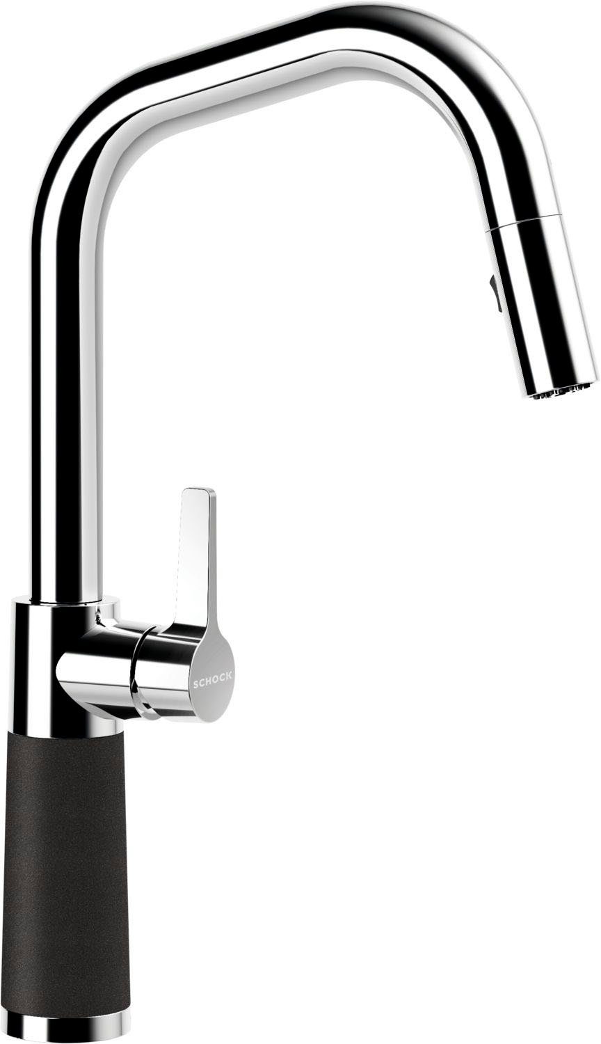 Schock Keukenkraan SC-530 SB uitschuifbaar, straal-douche, terugstroombegrenzer, draaibereik 120° keukenkranen zwart