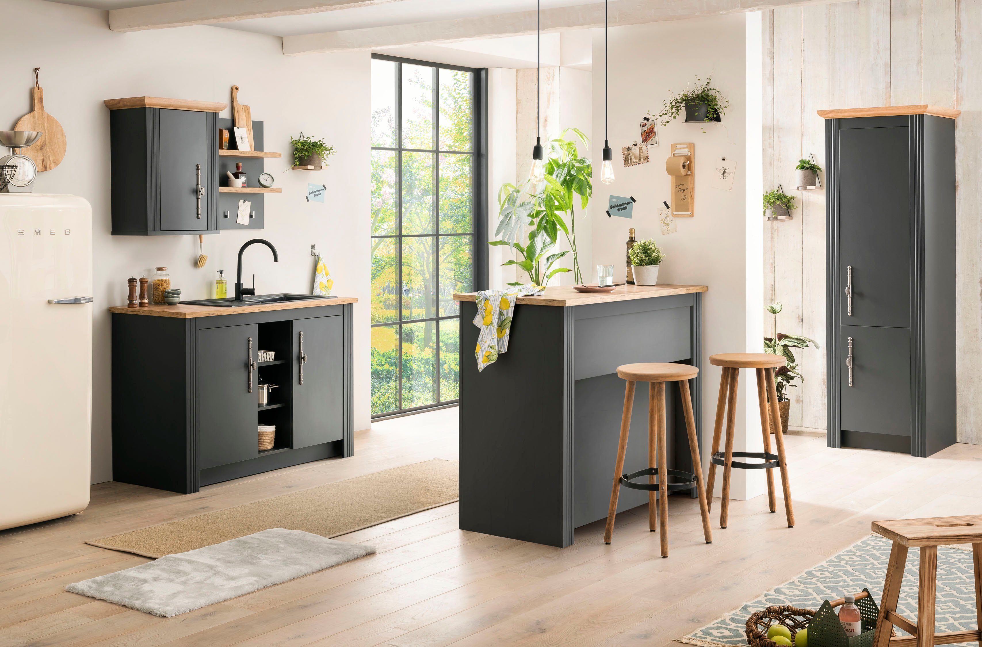 Kochstation Hoge kast KS-Westminster in romantische landelijke stijl, hoogte 202 cm, exclusief by otto
