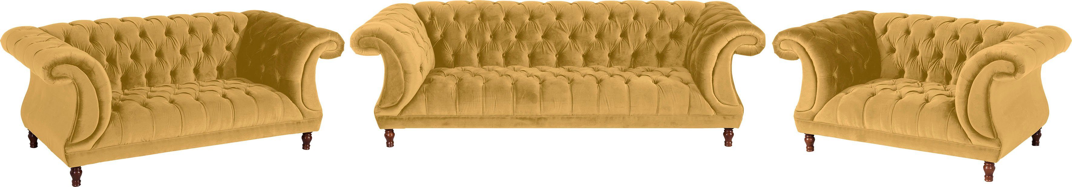 Max Winzer® Loveseat Isabelle, loungestoel Capitonnage & gedraaide poten in beuken notenkleur, breedte 167 cm