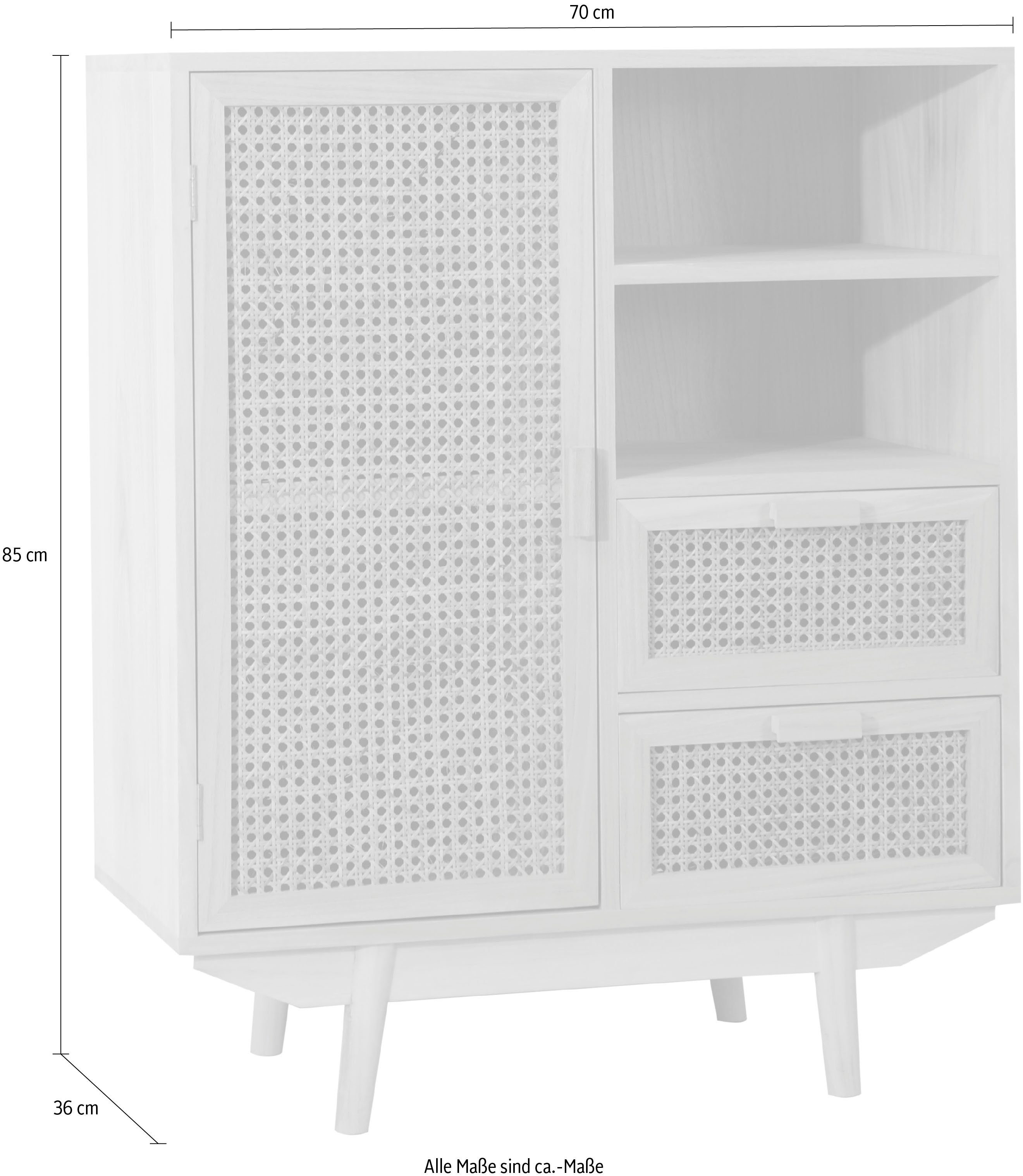 SalesFever Dressoir Kast, deur en ladefronten van rietweefsel, Weens weefsel
