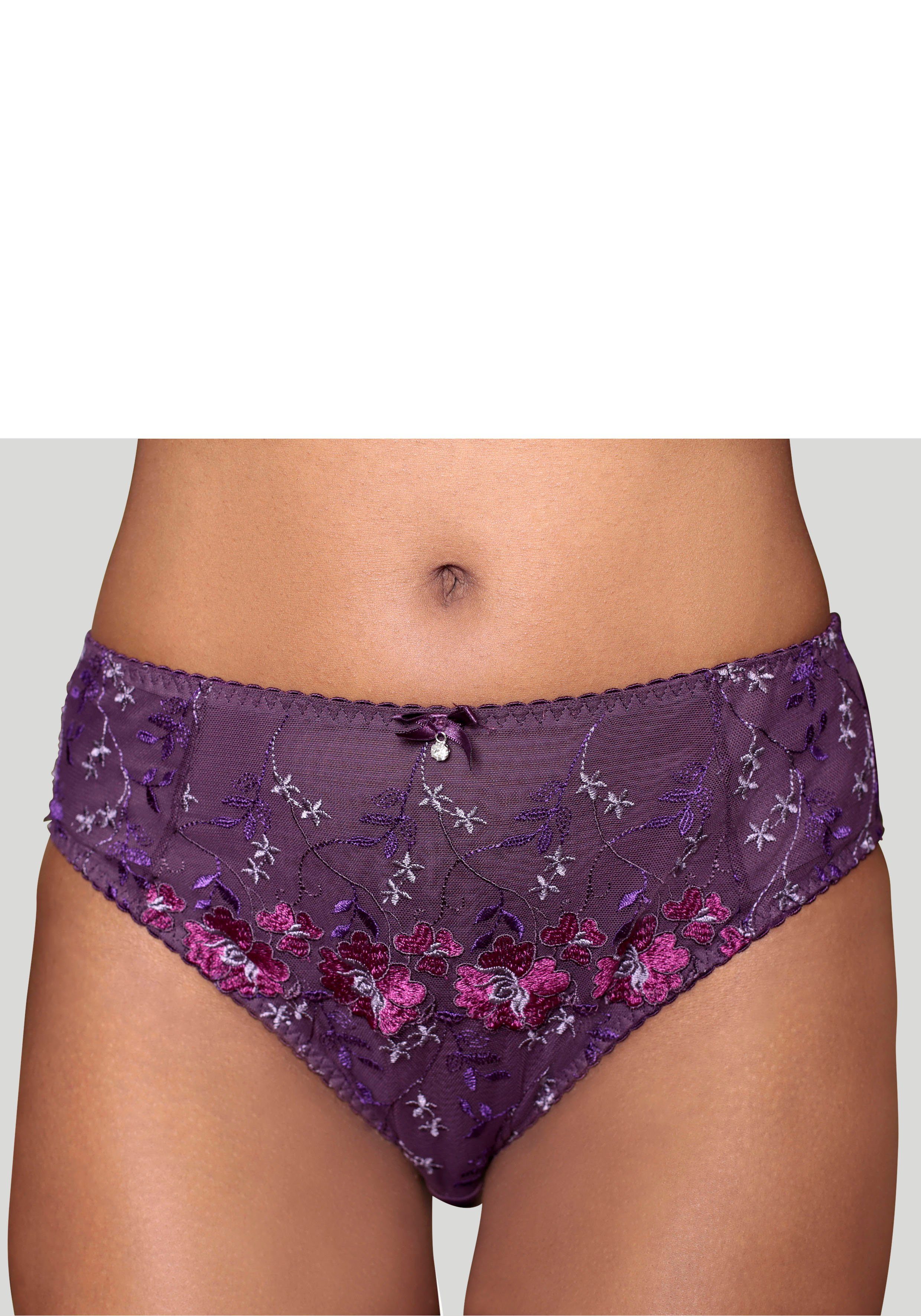 Nuance Slip met bloemborduursels dames slips maat 56/58 paars
