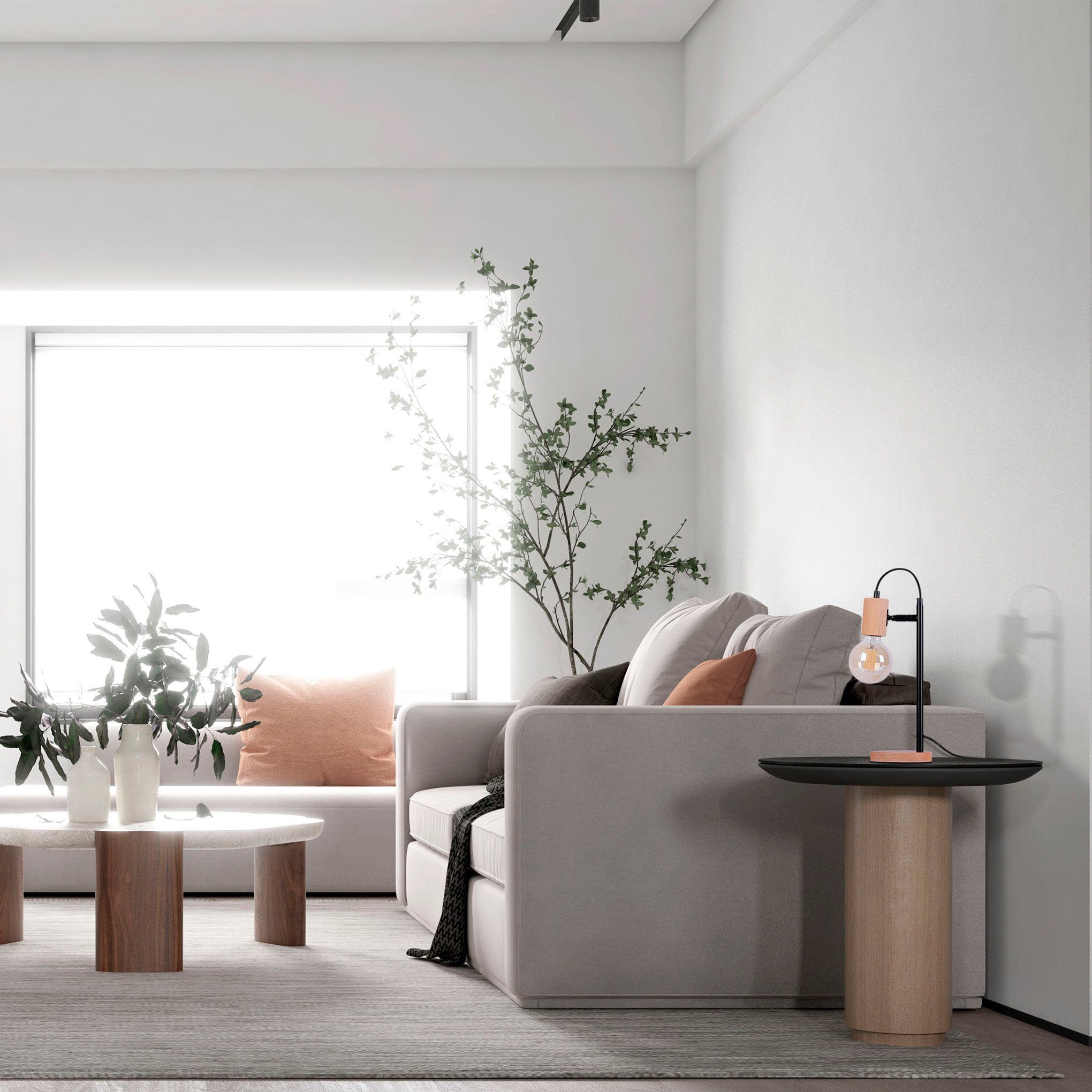 Paco Home Tafellamp Achim LED woonkamer slaapkamer modern tijdloos decor hout E27
