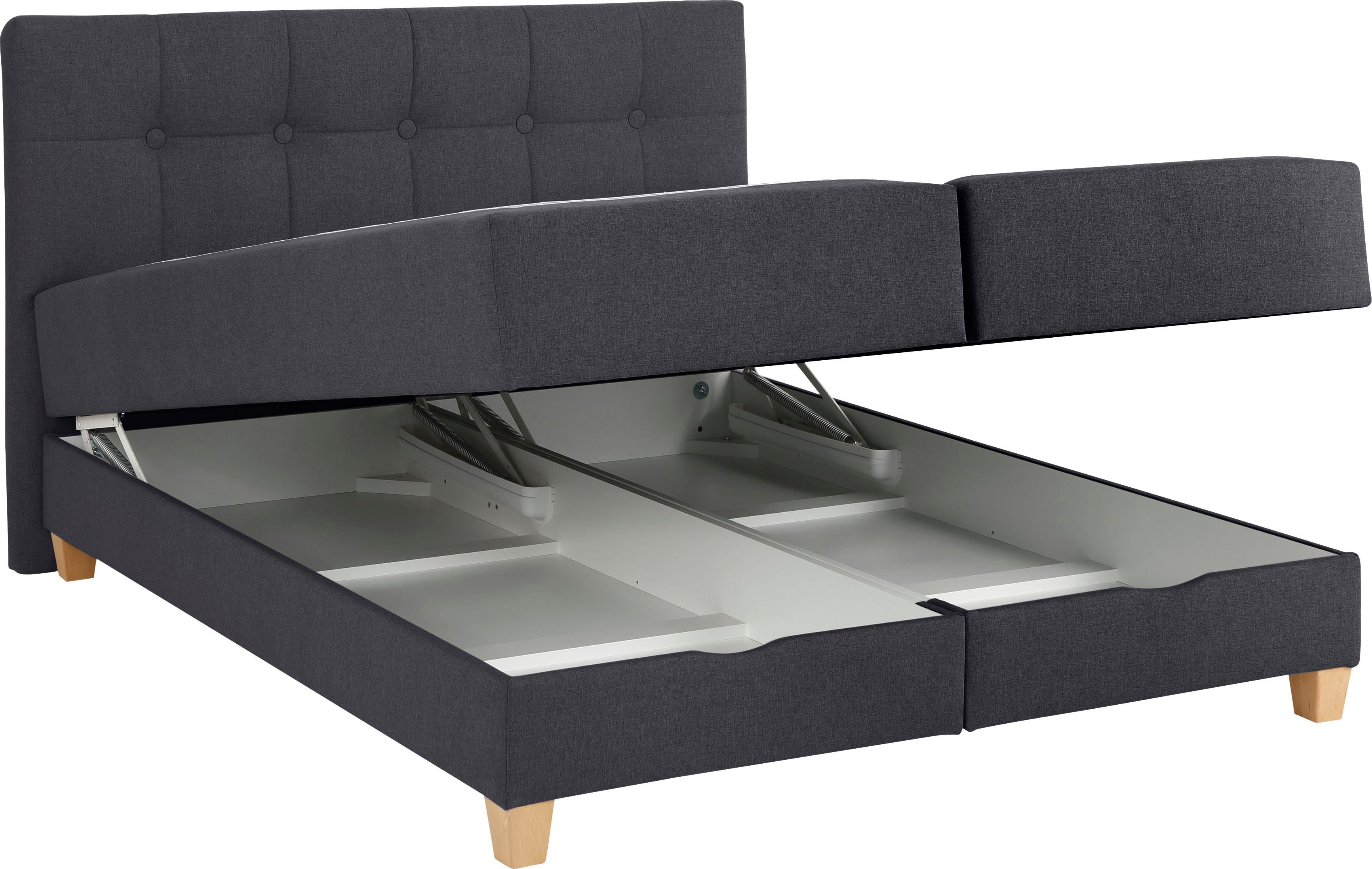 Home affaire Boxspring Lonrai in h2, h3 & h4 en xxl - verlengde 220 cm kiesbaar, incl. topper